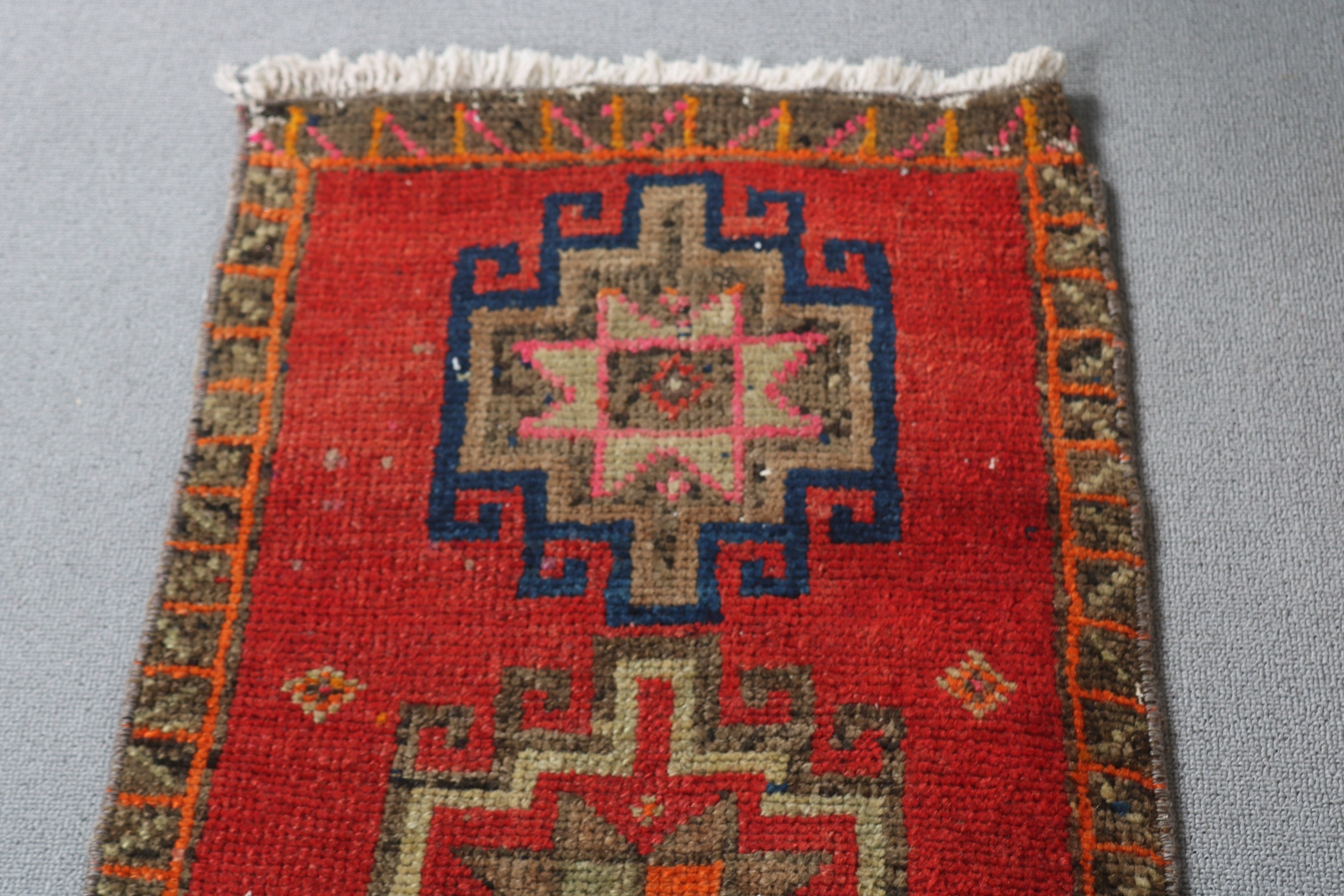 Bath Rugs, Kitchen Rug, Red  1.5x2.9 ft Small Rug, Turkish Rug, Distressed Rug, Anatolian Rugs, Antique Rug, Vintage Rug