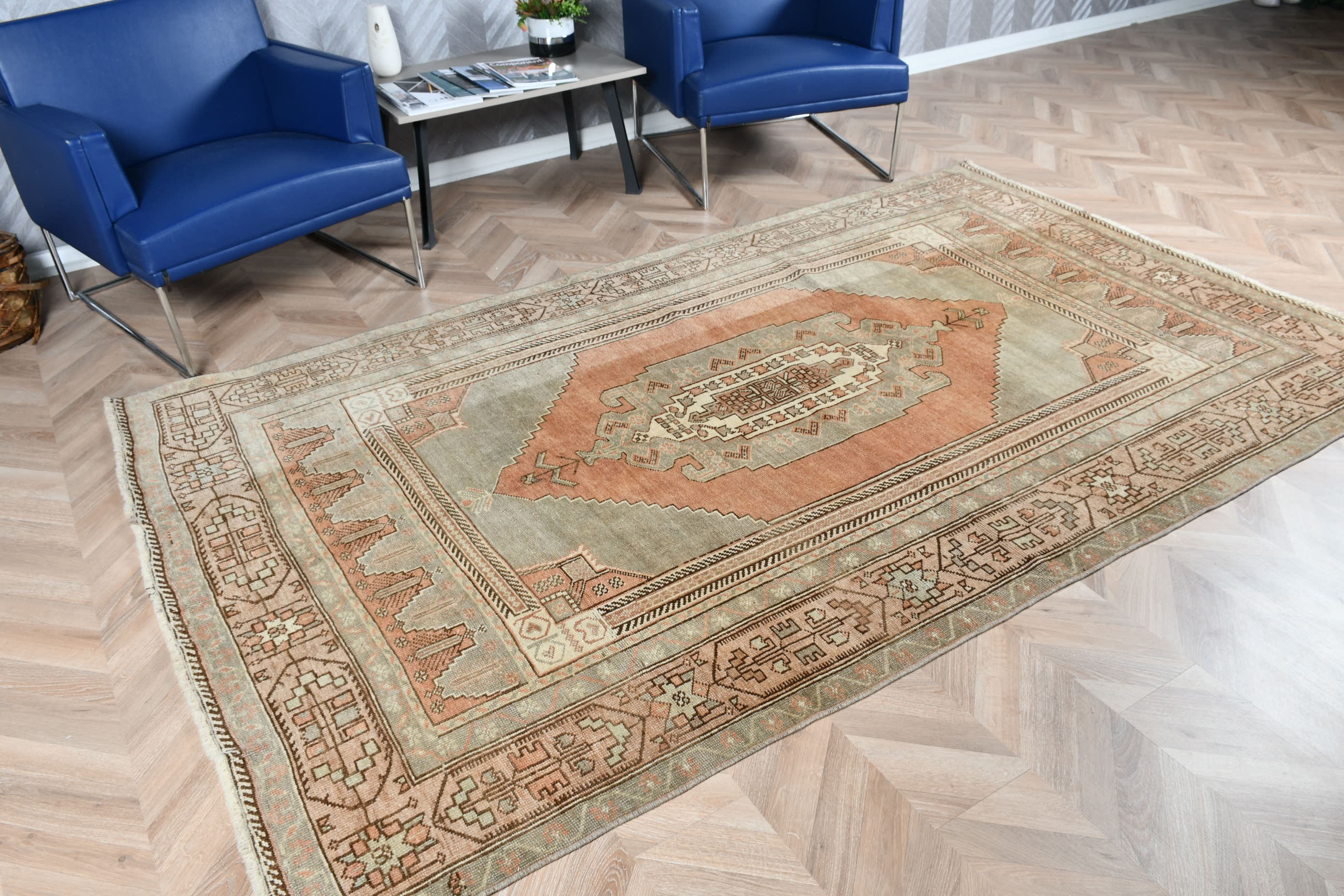 Oturma Odası Halısı, 5.4x9 ft Büyük Halılar, Bej Oryantal Halı, Türk Halısı, Antika Halı, Vintage Halı, Salon Halıları, Oryantal Halılar, Doğal Halı