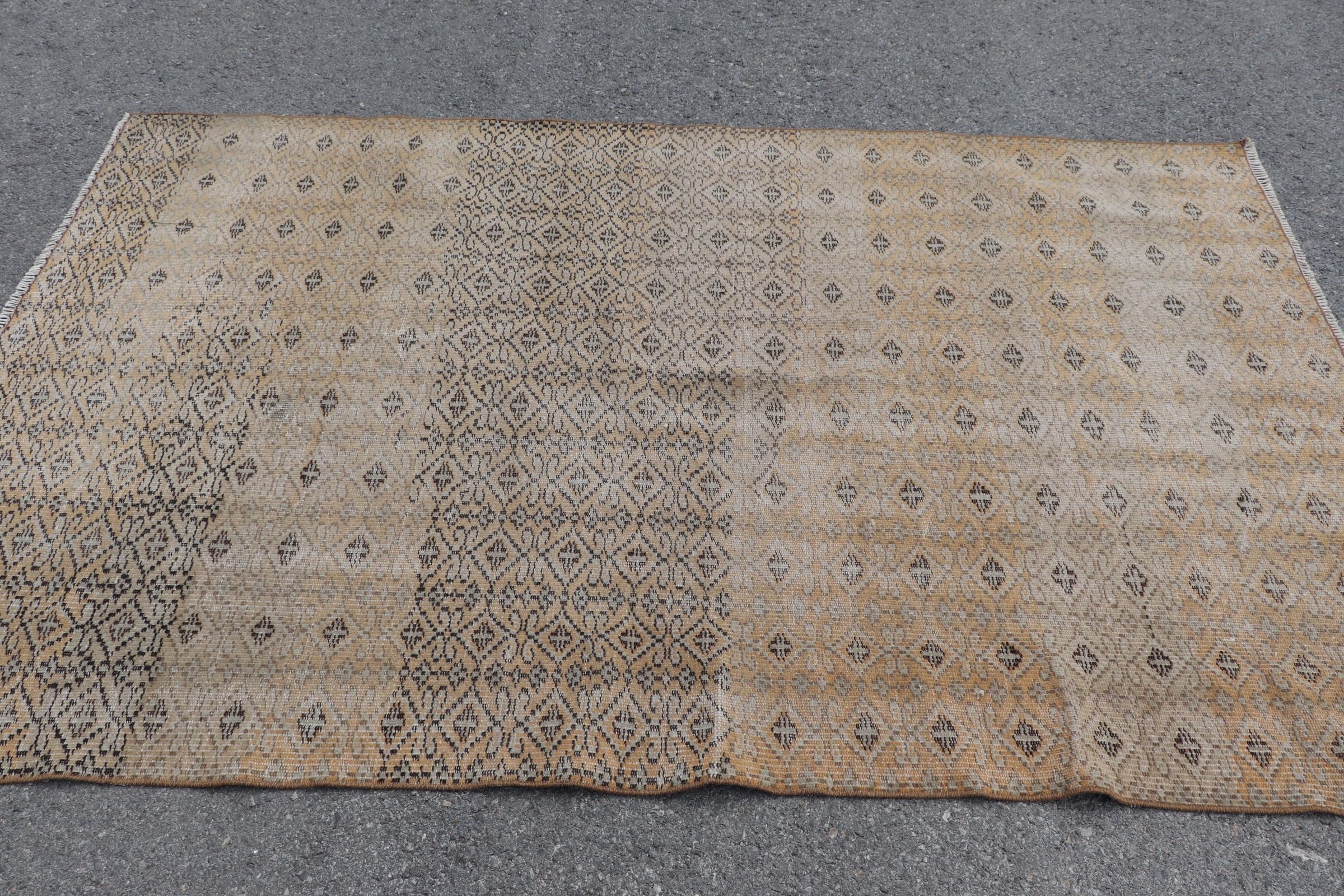 Türk Halısı, 4.8x7.4 ft Alan Halısı, Yatak Odası Halısı, Yatak Odası Halıları, Bej Fas Halıları, Soğuk Halı, Antika Halı, Vintage Halı, Yer Halısı