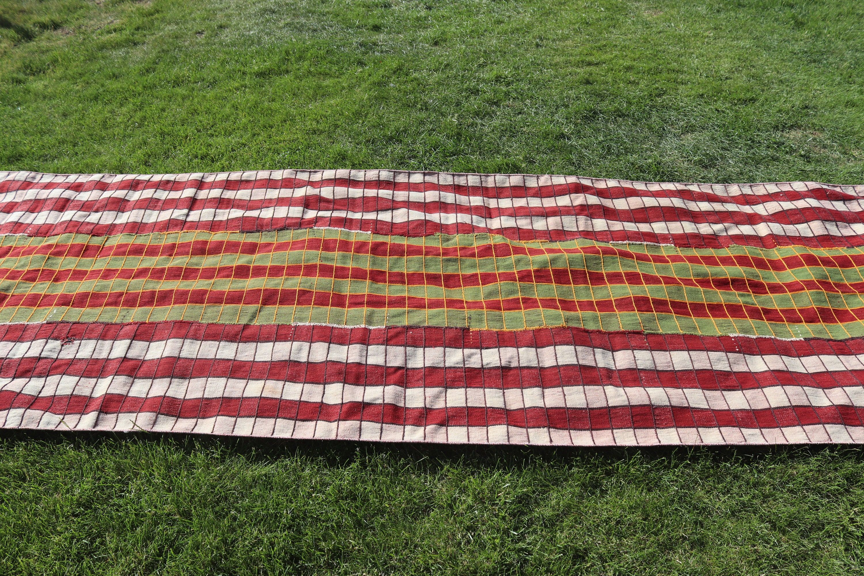 Red  3.8x12.3 ft Runner Rug, Corridor Rug, Handwoven Rugs, Kilim, Vintage Rug, Turkish Rugs, Traditional Rug, Kitchen Rugs