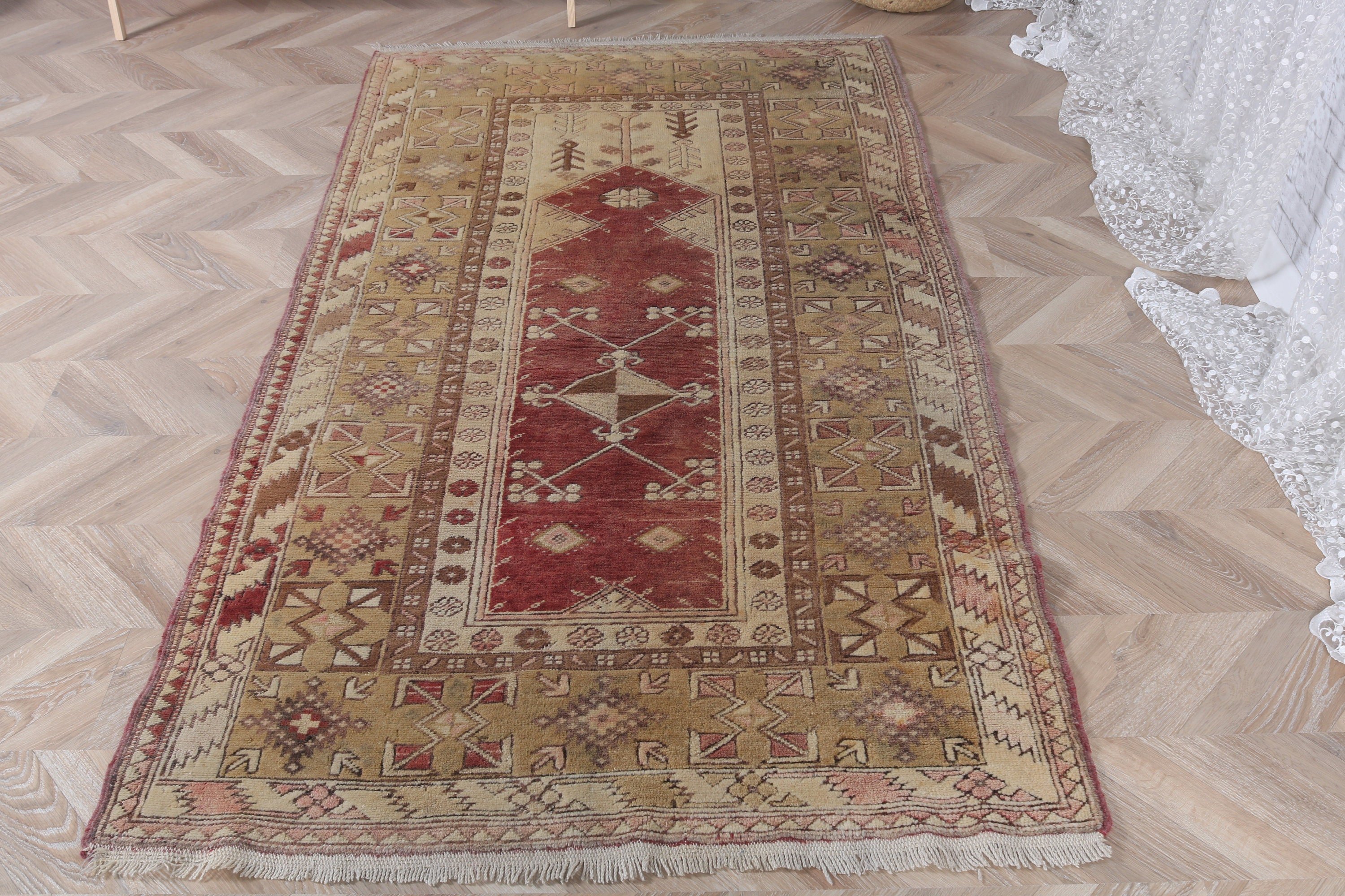 Sarı Fas Halısı, Lüks Halı, Geometrik Halı, 3,6x6,7 ft Alan Halıları, İç Mekan Halısı, Vintage Halılar, Mutfak Halısı, Türk Halıları, Ofis Halıları