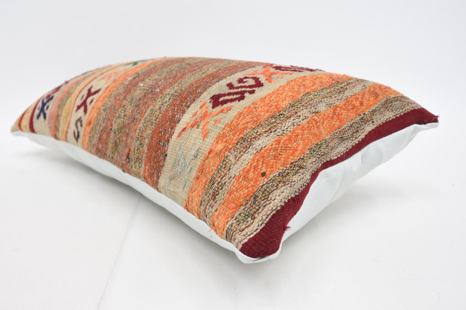 Boho Yastık Sham Örtüsü, Etnik Kilim Kilim Yastık, Yatak Yastık Kılıfı, Ev Dekor Yastık, Dış Mekan Minderi, 12"x24" Turuncu Yastık Kılıfı