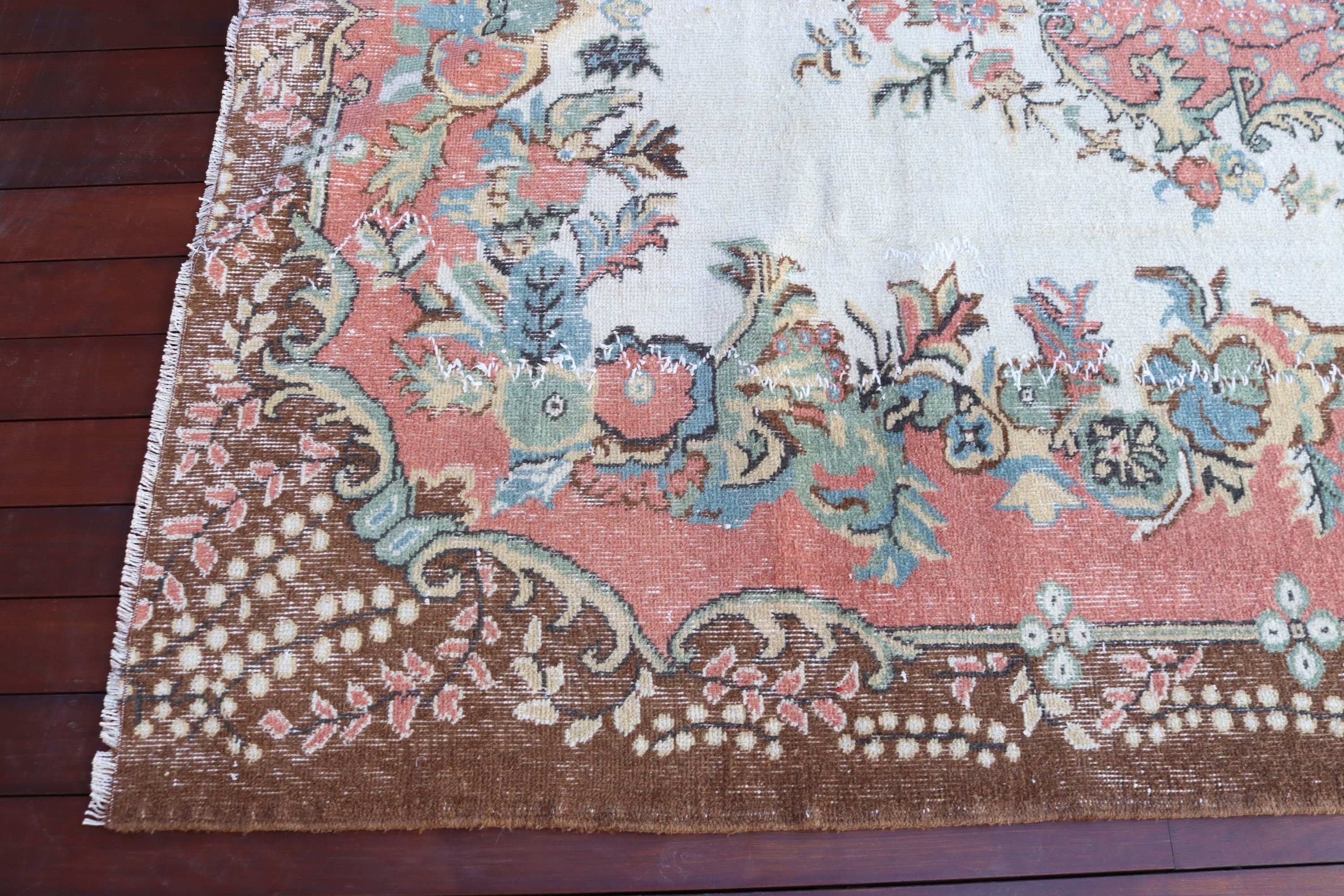 Türk Halısı, 5.9x9.3 ft Büyük Halılar, Vintage Halı, Boho Halı, Büyük Vintage Halılar, Yer Halıları, Pembe Nötr Halı, Türkiye Halısı, Yemek Odası Halısı