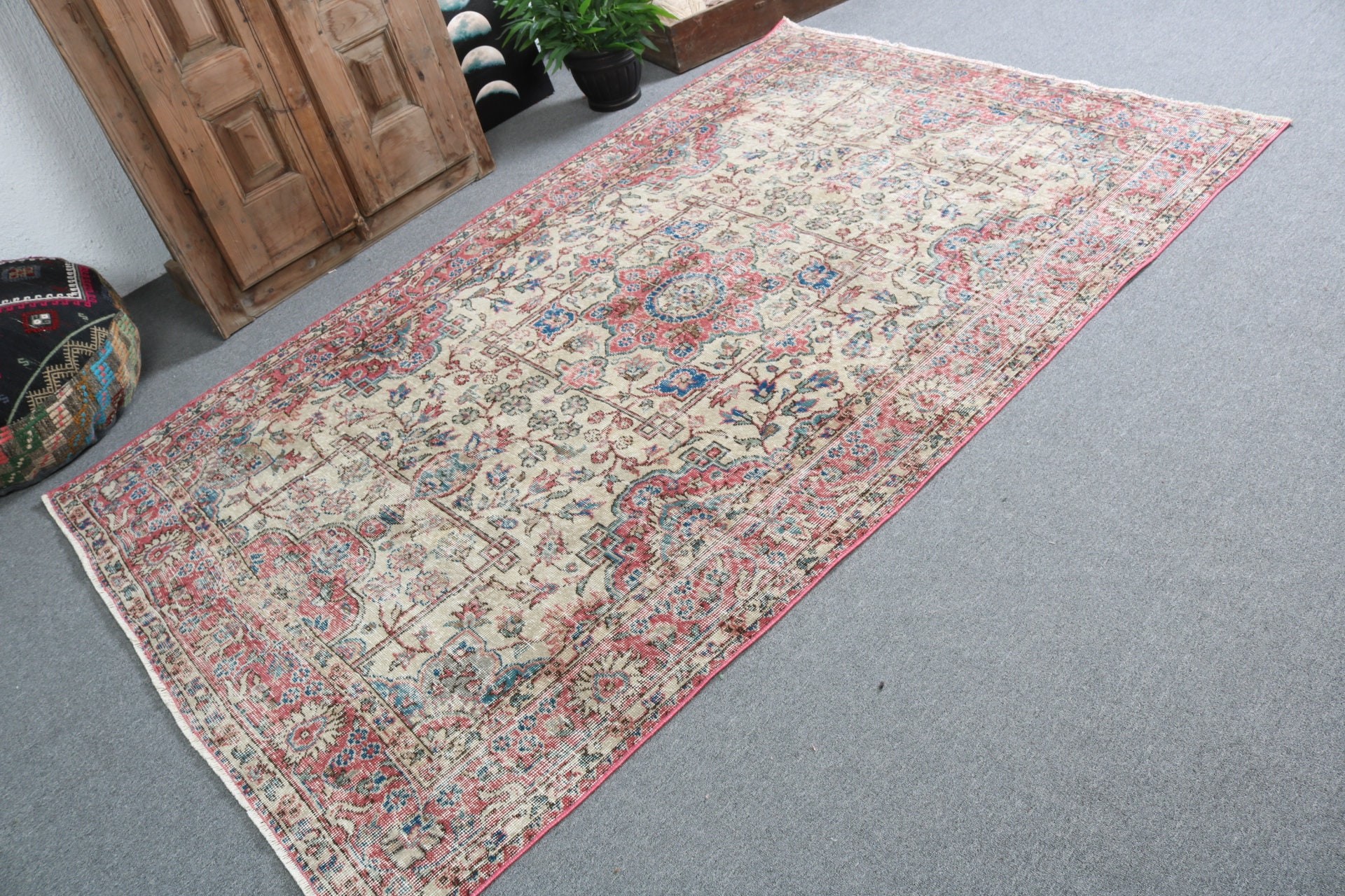 Anadolu Halıları, Vintage Halılar, Yün Halı, Türk Halıları, Mutfak Halıları, 4,7x8 ft Alan Halısı, Bej Fas Halıları, Sanatsal Halı, İç Mekan Halıları