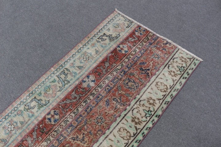 Oriental Rugs, Rugs for Entry, Vintage Rug, Kitchen Rugs, 2.8x6.9 ft Accent Rugs, Turkish Rug, Bedroom Rug, Green Moroccan Rugs, Pale Rugs