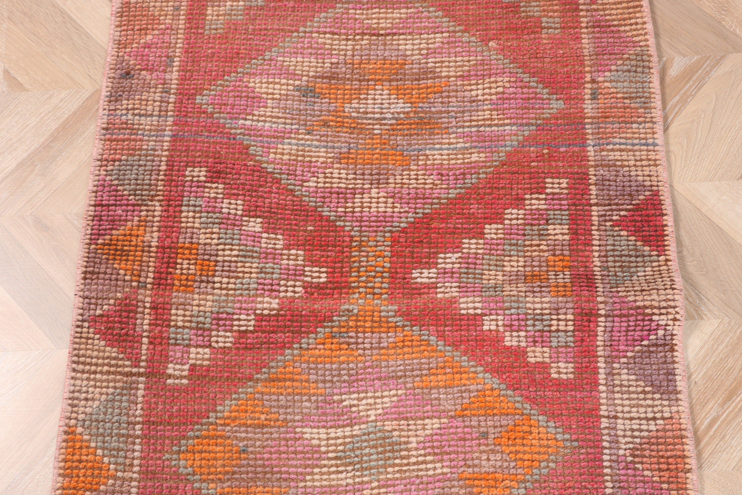 Vintage Runner Halıları, Kırmızı 2.7x12.4 ft Runner Halıları, Fas Halısı, Modern Halı, Beni Ourain Runner Halısı, Vintage Halı, Türk Halıları