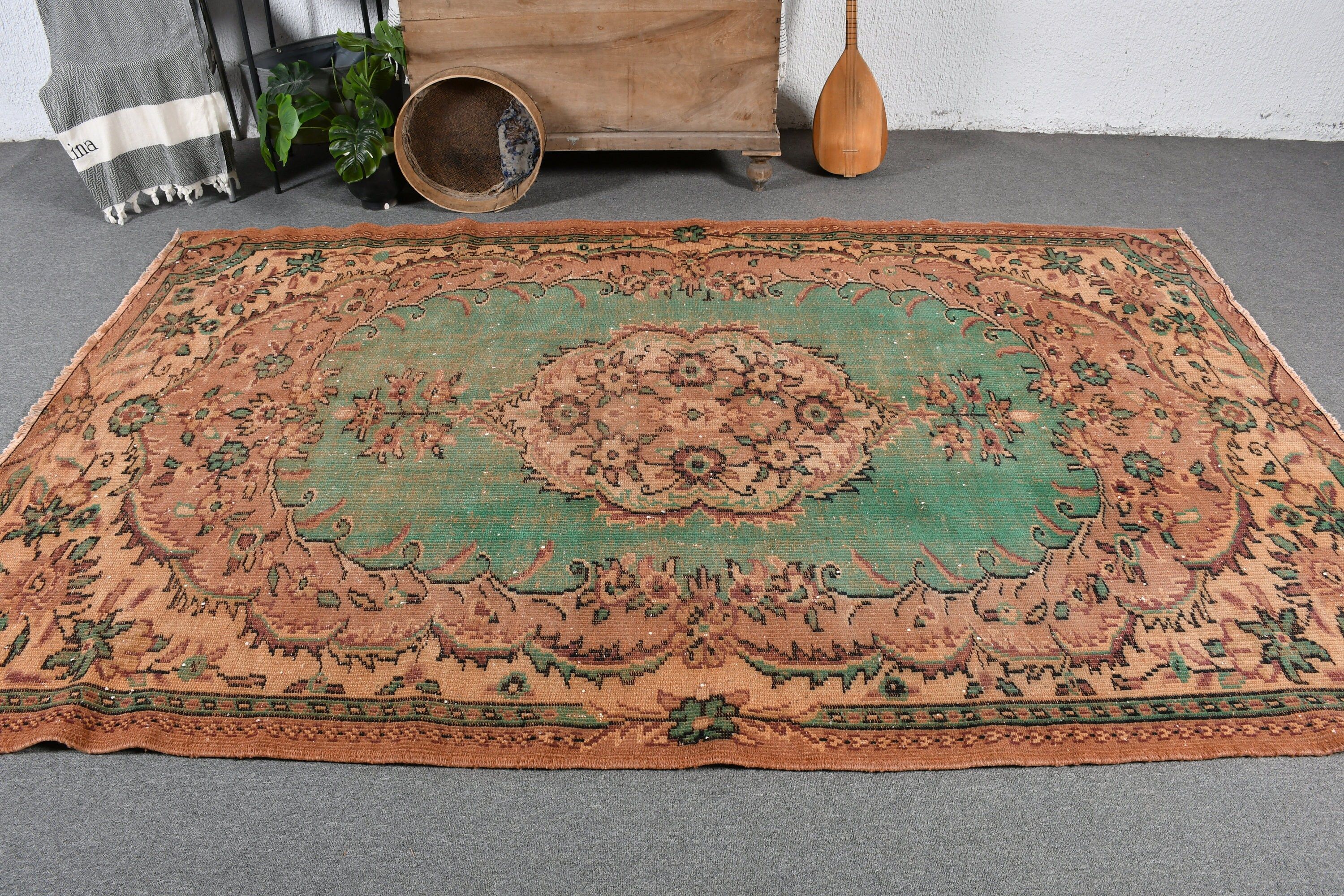 5.7x9 ft Large Rugs, Green Cool Rug, Home Decor Rug, Boho Rug, Turkish Rugs, Bedroom Rugs, Rugs for Dining Room, Salon Rug, Vintage Rug