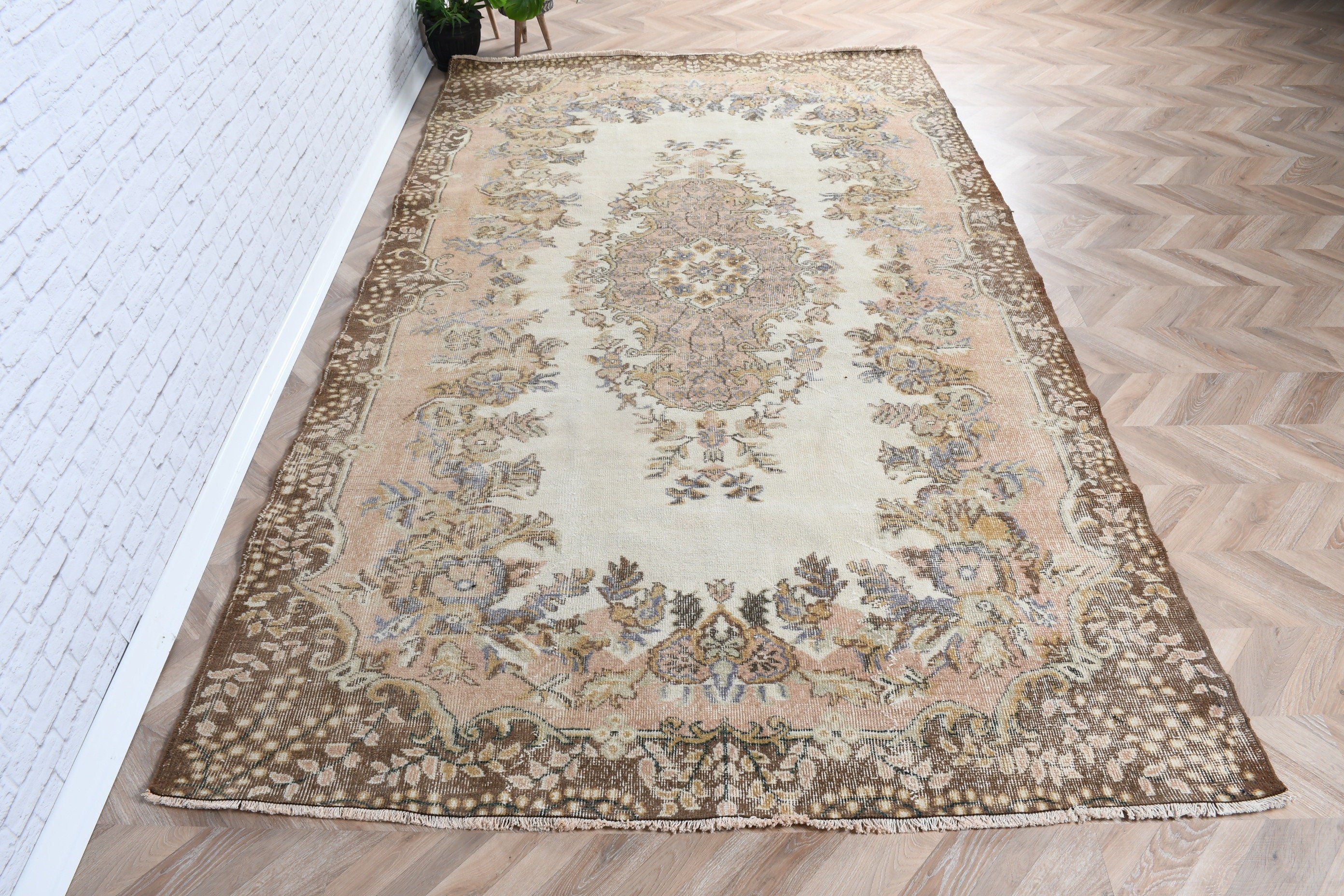 Türk Halıları, Yatak Odası Halısı, Oryantal Halı, Büyük Boho Halısı, Vintage Halılar, 6.1x10.3 ft Büyük Halı, Oturma Odası Halıları, Bej Modern Halı