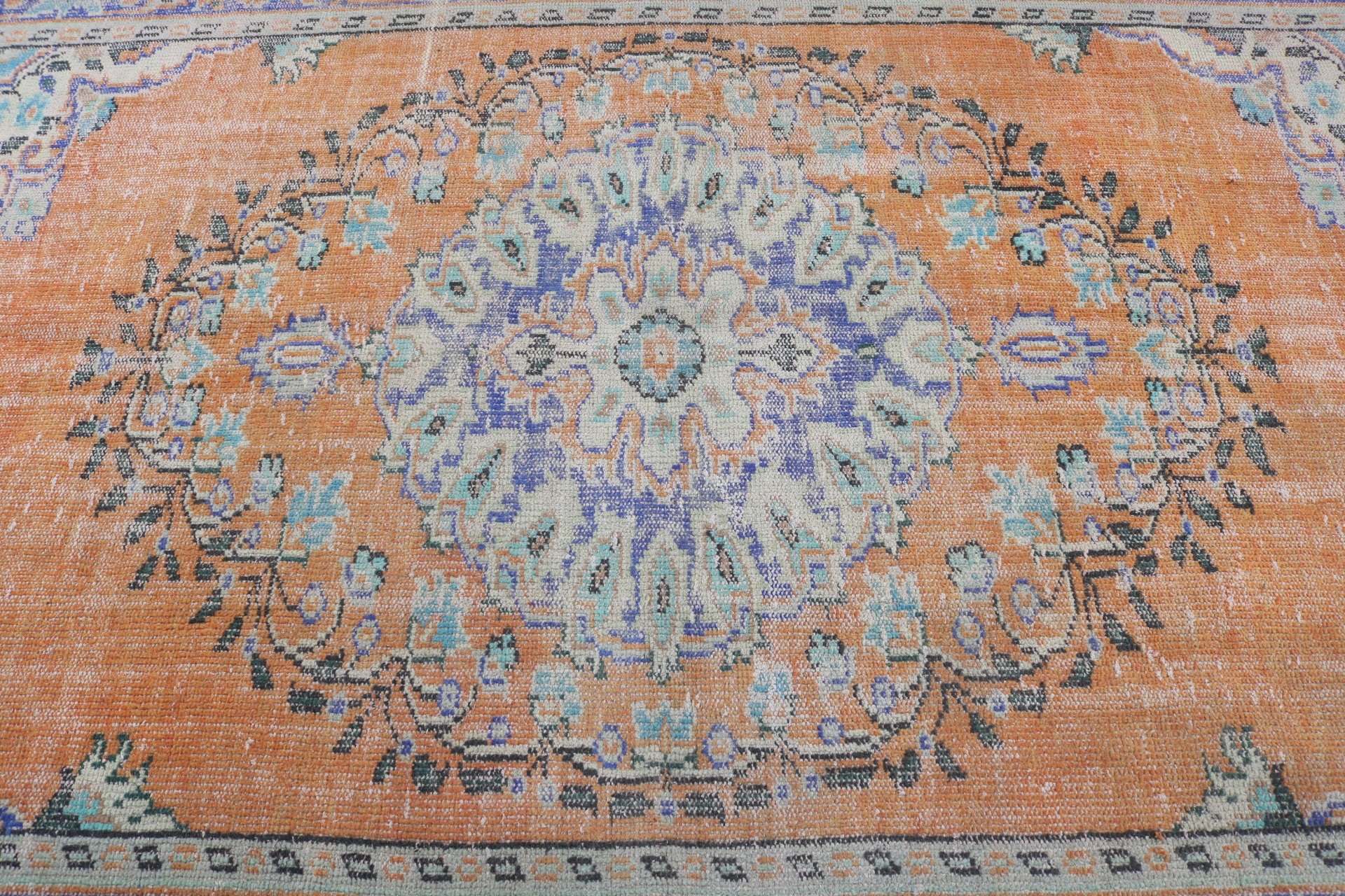 Türk Halısı, Yemek Odası Halısı, Vintage Halı, Boho Halıları, Turuncu Modern Halılar, Büyük Oushak Halısı, Antika Halı, Oushak Halıları, 5,9x9,4 ft Büyük Halılar