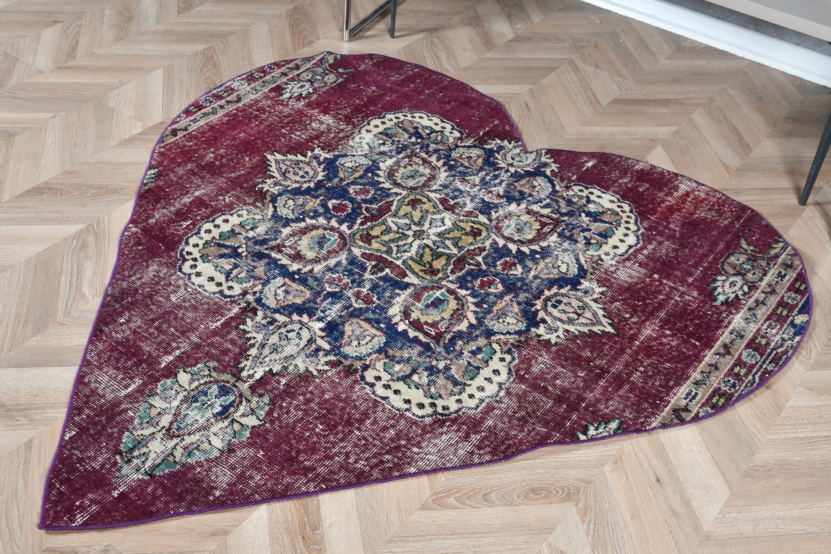 Purple Cool Rug, Wool Rugs, Rugs for Indoor, Turkish Rugs, Indoor Rug, Vintage Rug, 5x5.1 ft Area Rug, Pale Rug, Floor Rug, Antique Rug