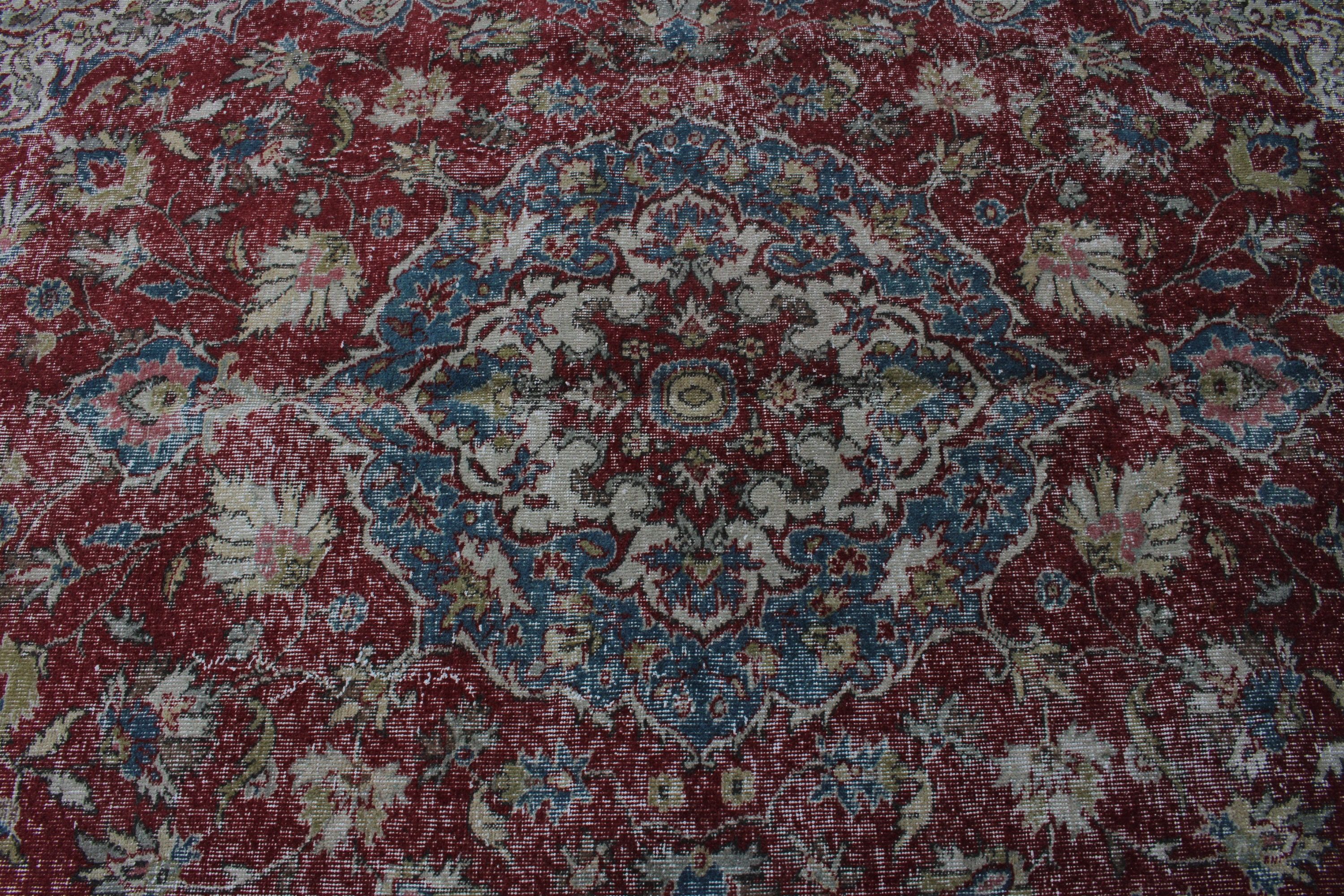 Mavi Ev Dekor Halıları, Salon Halıları, Türk Halısı, Organik Halı, Vintage Halılar, Yer Halısı, Oushak Halıları, Yemek Odası Halısı, 6,9x10,4 ft Büyük Boy Halı