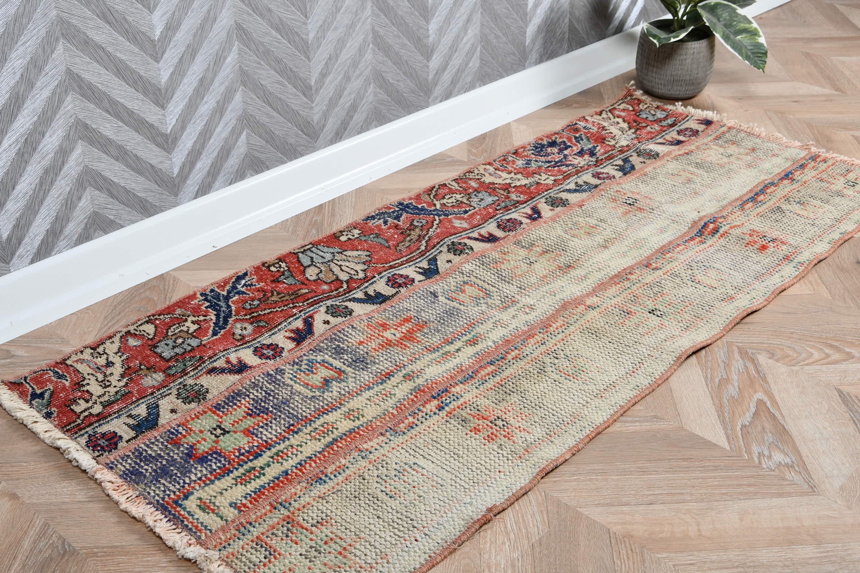 Beige Wool Rugs, Turkish Rugs, Rugs for Bath, Nursery Rug, 1.9x4.3 ft Small Rug, Bedroom Rug, Home Decor Rug, Vintage Rug