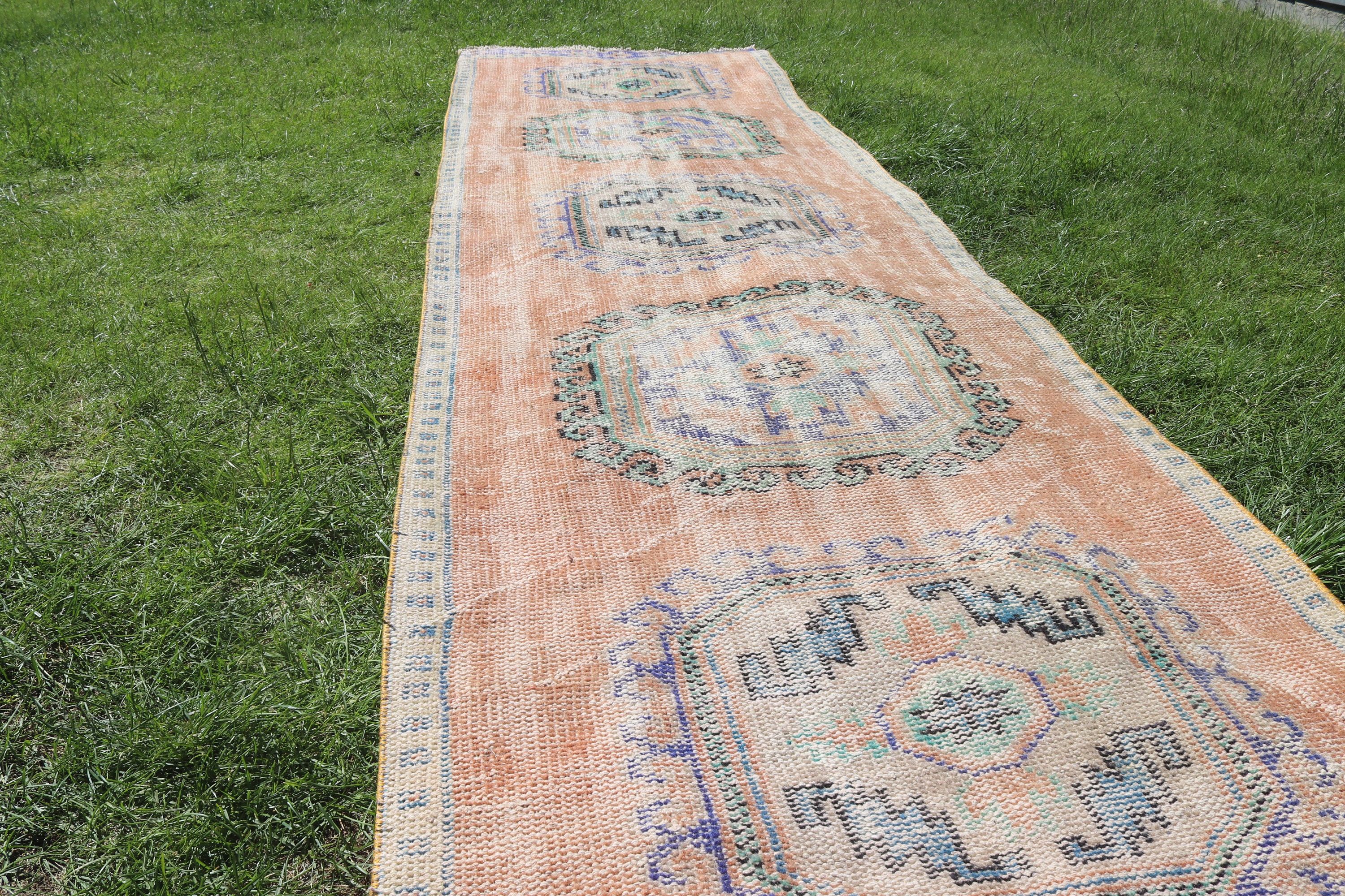 Vintage Rug, Aztec Rug, Oriental Rug, Beni Ourain Runner Rug, 3x11.7 ft Runner Rug, Turkish Rug, Kitchen Rug, Brown Wool Rug, Anatolian Rug