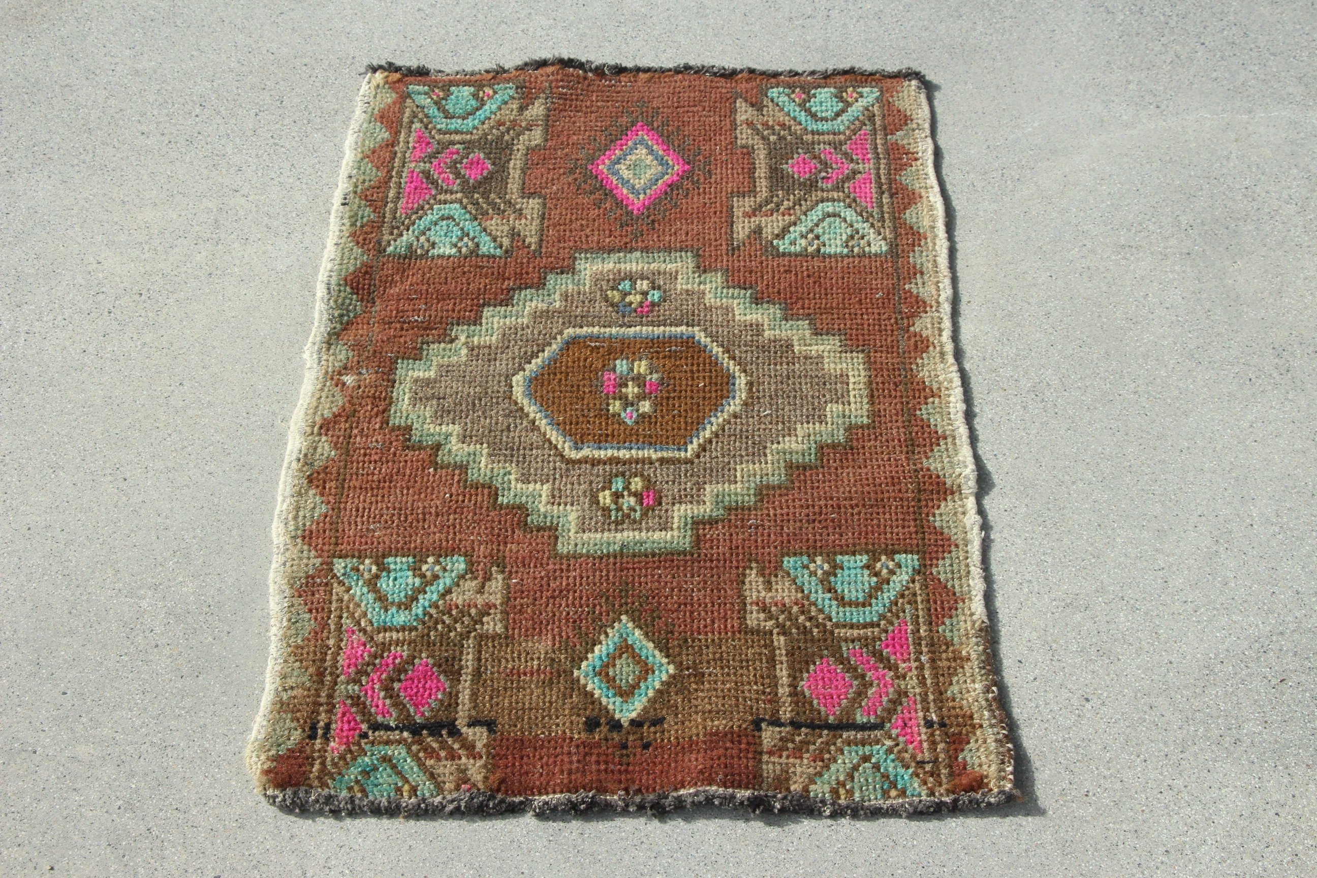 El Dokuma Halılar, 1.6x2.4 ft Küçük Halı, Vintage Halılar, Boho Halı, Yatak Odası Halıları, Giriş Halıları, Türk Halıları, Kahverengi Modern Halılar, Araba Paspas Halısı