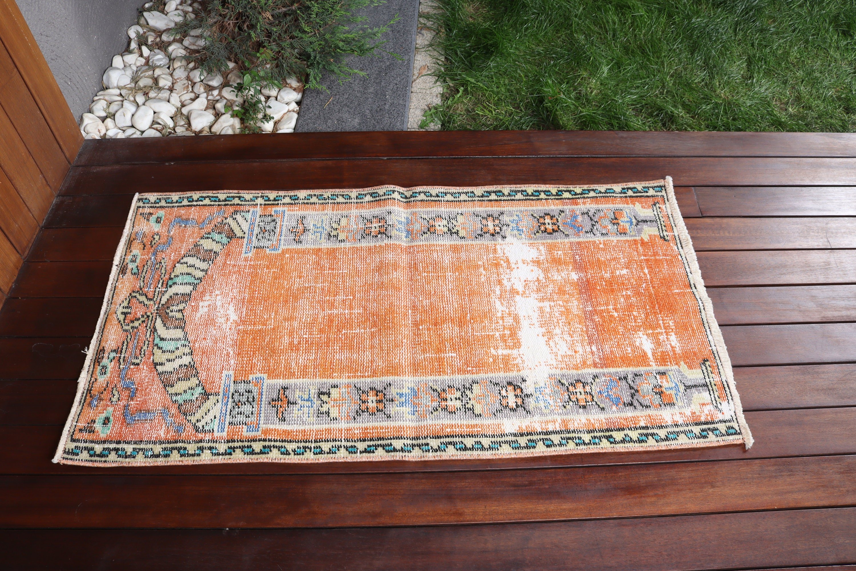 Bedroom Rug, 2.1x3.9 ft Small Rug, Cool Rug, Small Area Rug, Antique Rugs, Orange Cool Rugs, Rugs for Kitchen, Vintage Rugs, Turkish Rug