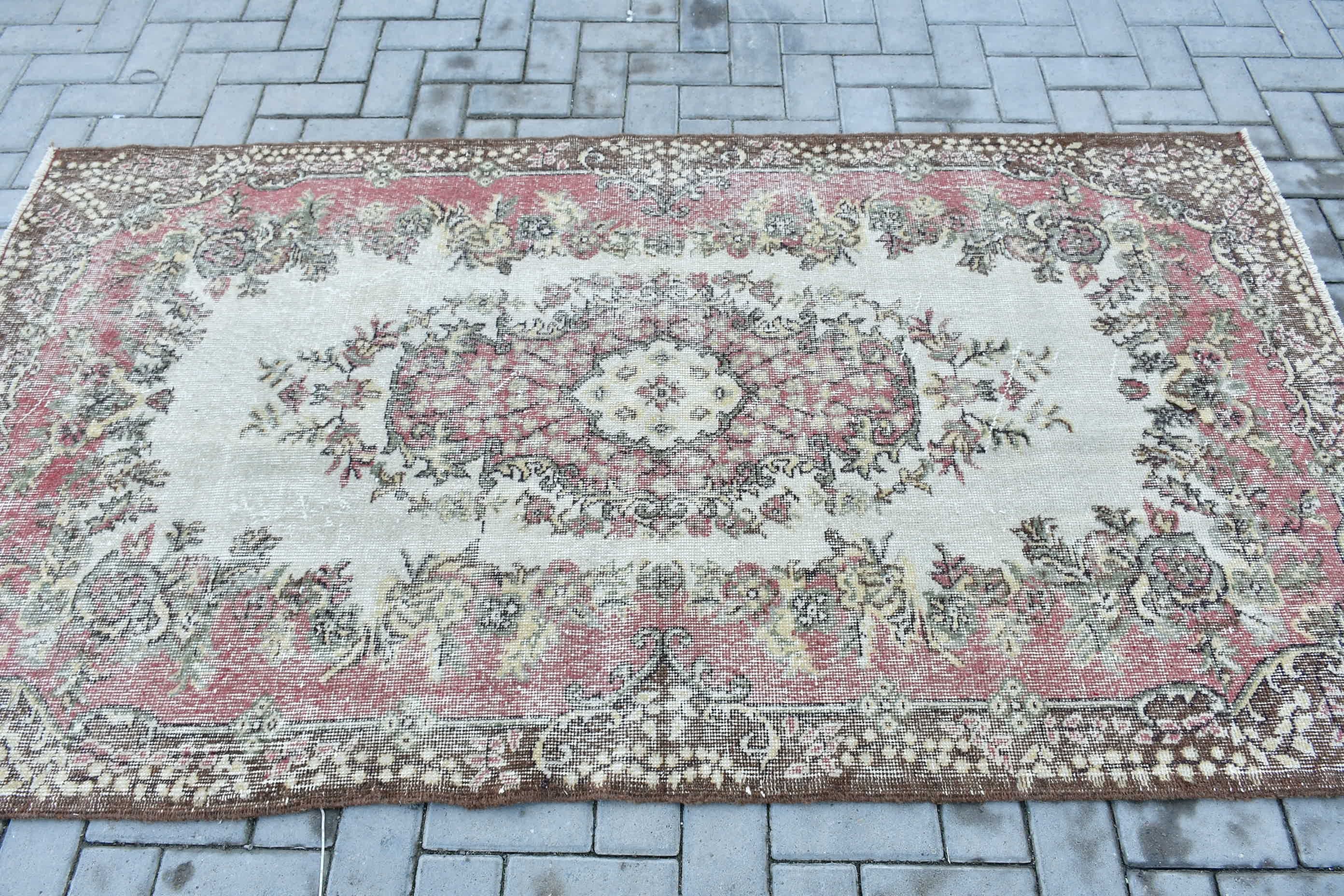 Dining Room Rug, Red Antique Rug, 4x7.2 ft Area Rug, Vintage Rug, Cute Rugs, Rugs for Area, Bedroom Rug, Turkish Rugs, Home Decor Rugs