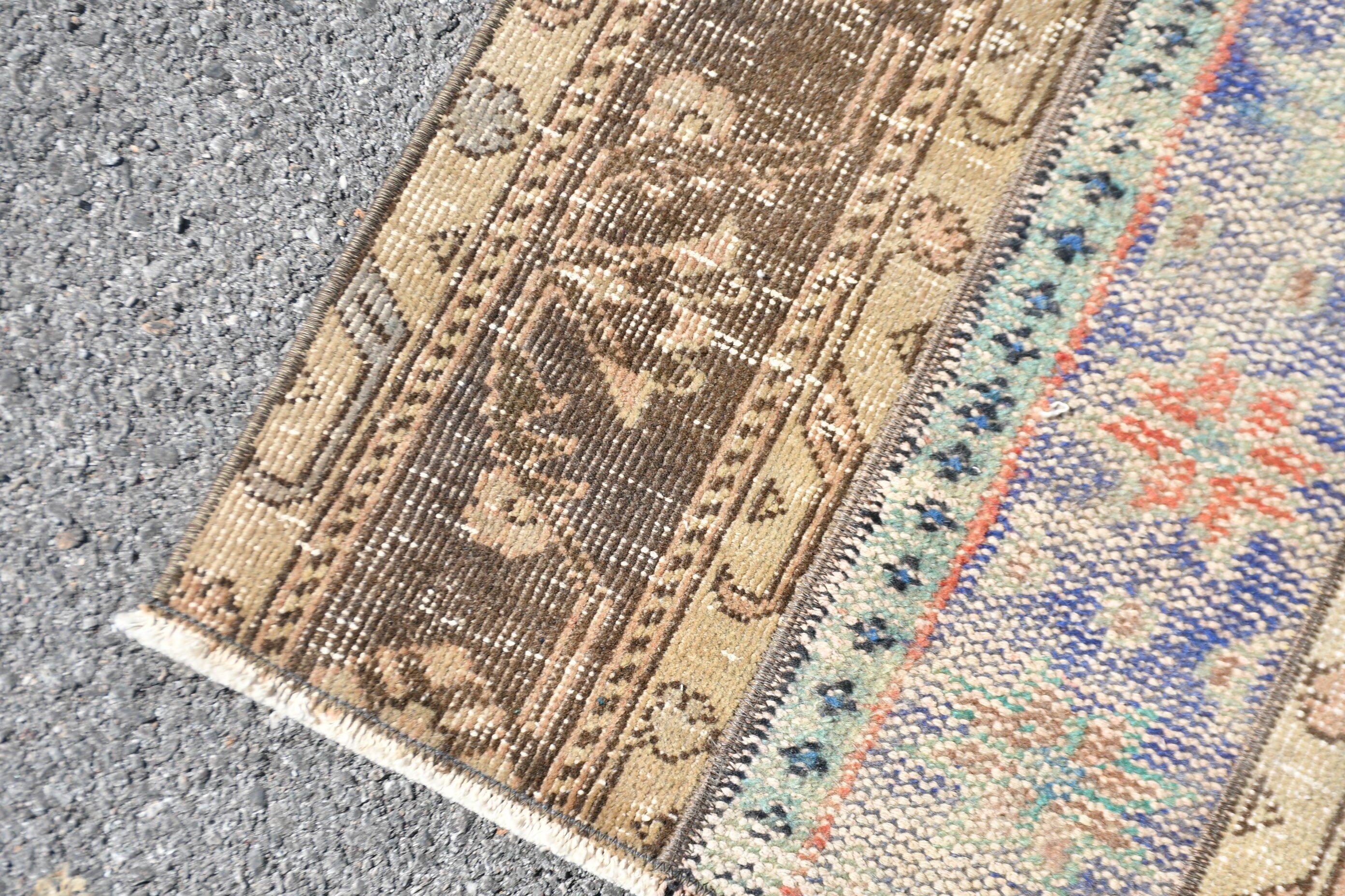 Vintage Rug, Rugs for Wall Hanging, 2.2x4.2 ft Small Rug, Bedroom Rug, Turkish Rugs, Kitchen Rugs, Brown Antique Rug