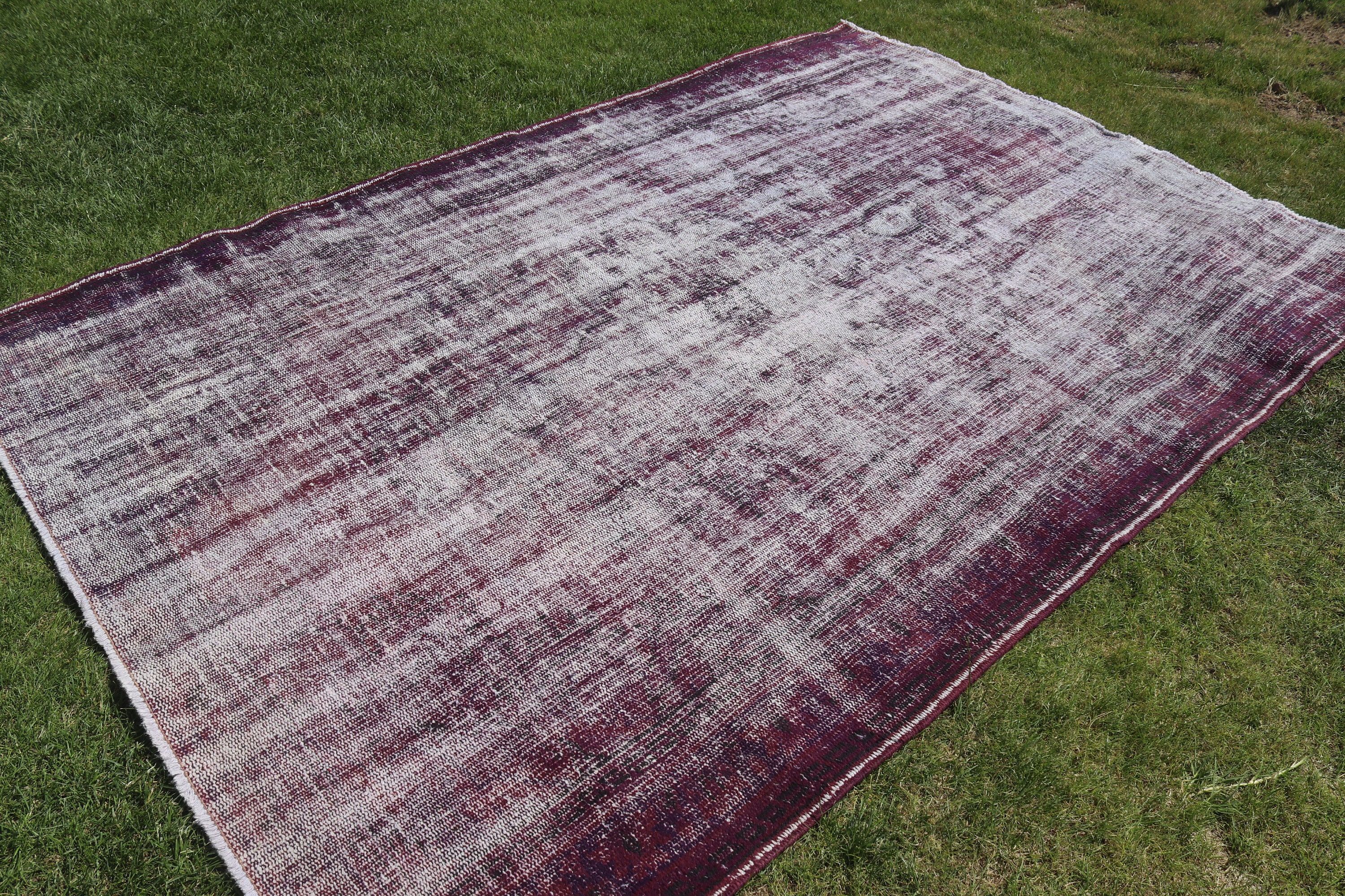 Flatweave Rugs, Vintage Rug, Purple Handwoven Rugs, Large Oushak Rug, Turkish Rugs, Antique Rug, 5.9x8.7 ft Large Rugs, Large Vintage Rug