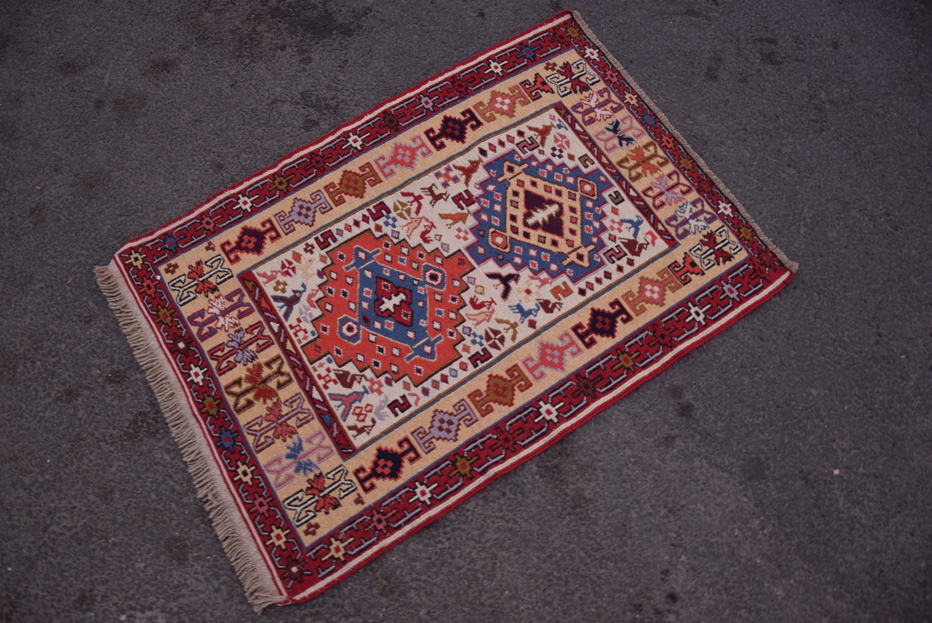 Red Floor Rug, Cute Rugs, Turkish Rugs, Wall Hanging Rug, Kilim, 2.3x3.3 ft Small Rug, Bath Rugs, Floor Rugs, Anatolian Rugs, Vintage Rug