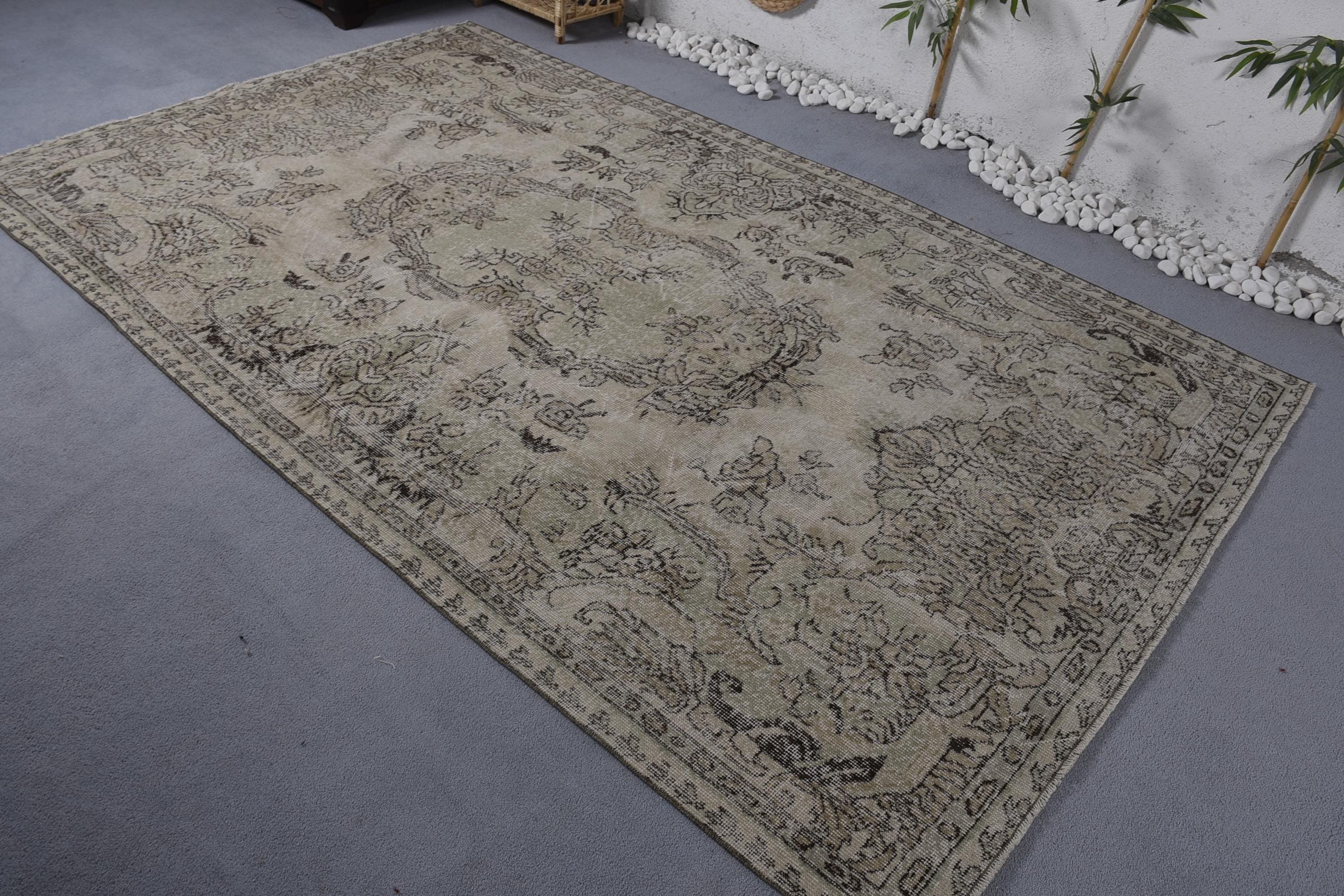 Vintage Halı, Yeşil Oushak Halı, 5.6x9.3 ft Büyük Halılar, Antika Halılar, Türk Halısı, Büyük Vintage Halılar, Organik Halı, Salon Halısı