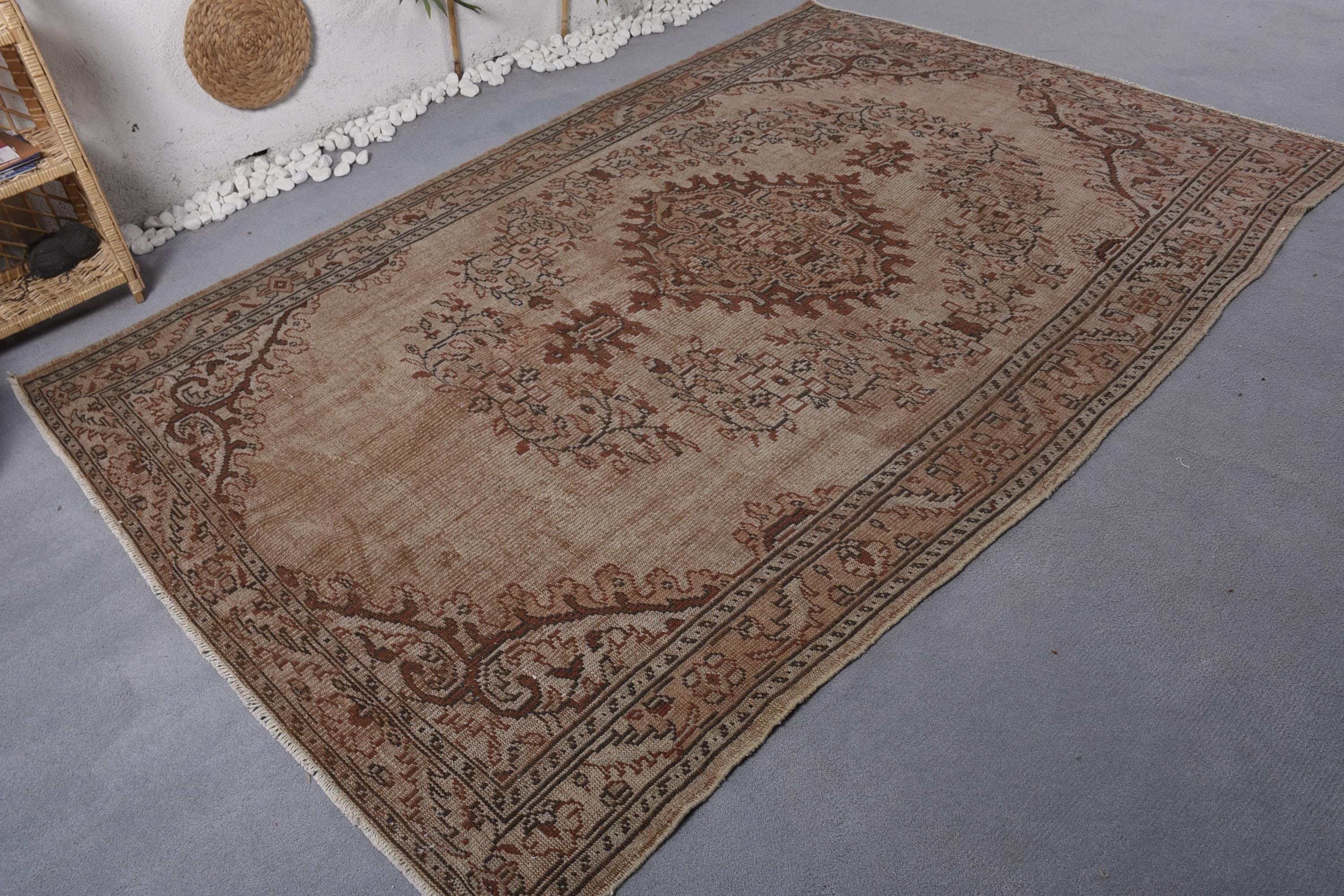 Vintage Rugs, Brown Modern Rug, Large Boho Rugs, 6.1x9.3 ft Large Rug, Antique Rug, Turkish Rug, Turkey Rugs, Bedroom Rug