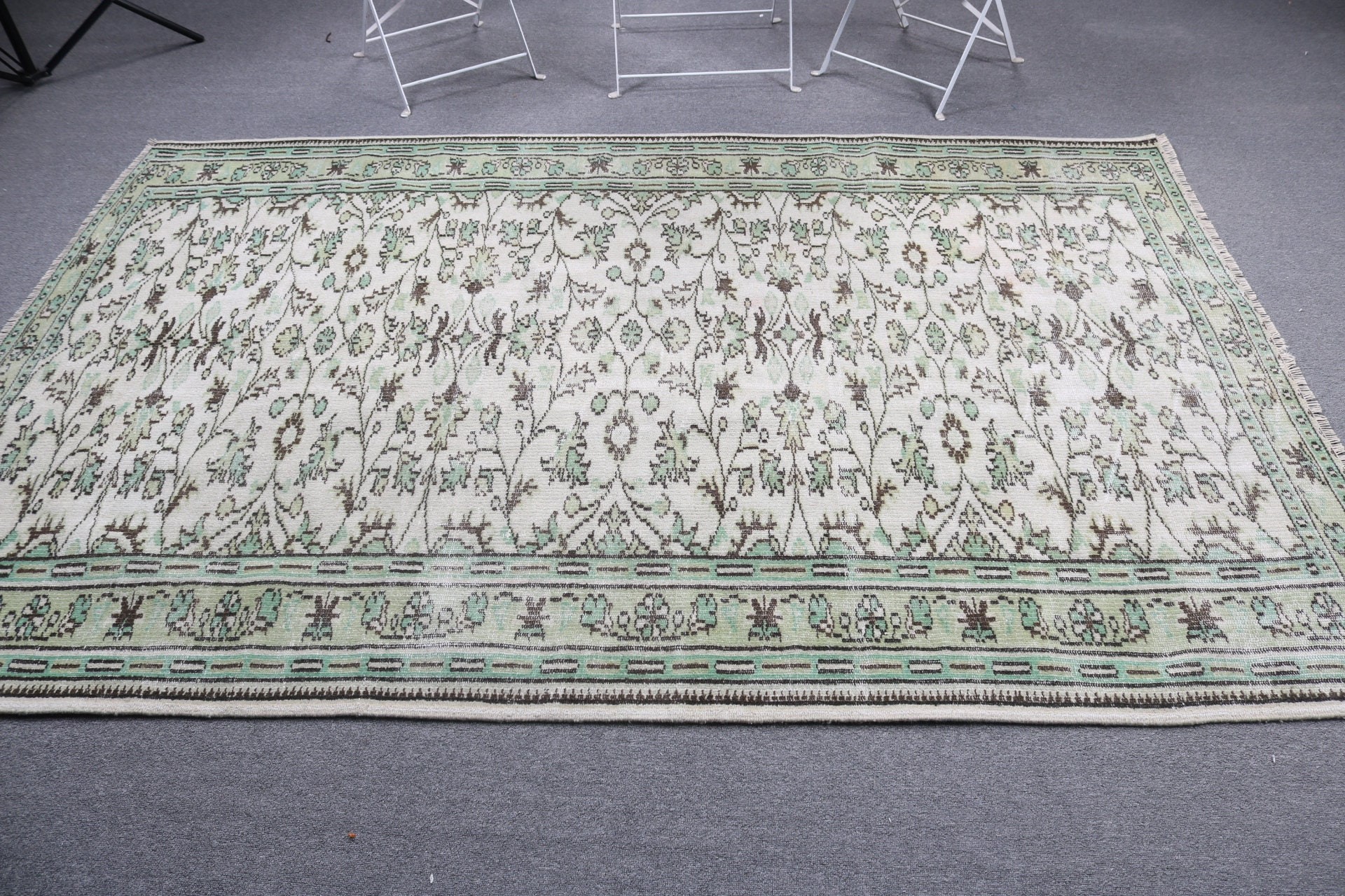 Düz Dokuma Halı, Büyük Boho Halıları, Türk Halıları, Yatak Odası Halıları, Bej Geometrik Halı, 5.2x8.1 ft Büyük Halılar, Anadolu Halısı, Vintage Halılar