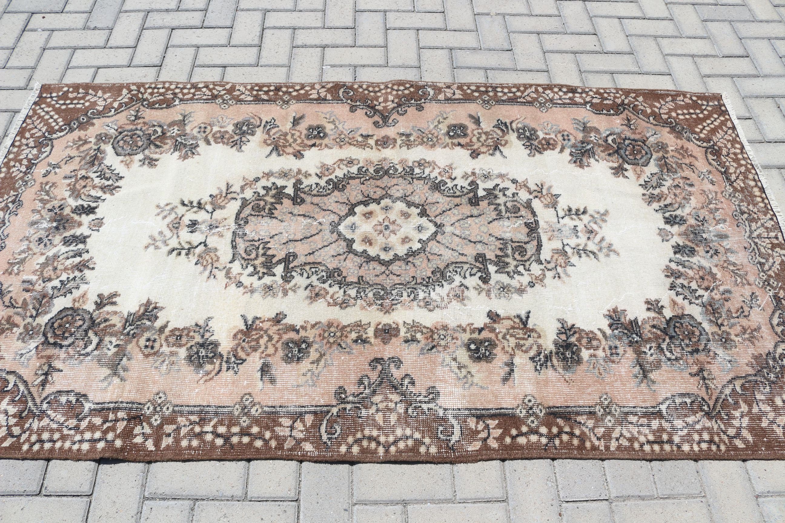 Vintage Halı, Kahverengi Anadolu Halıları, Türkiye Halısı, Ev Dekorasyonu Halısı, 3,8x7 ft Alan Halısı, Yatak Odası Halısı, Çocuk Odası Halısı, Türk Halısı, İç Mekan Halısı