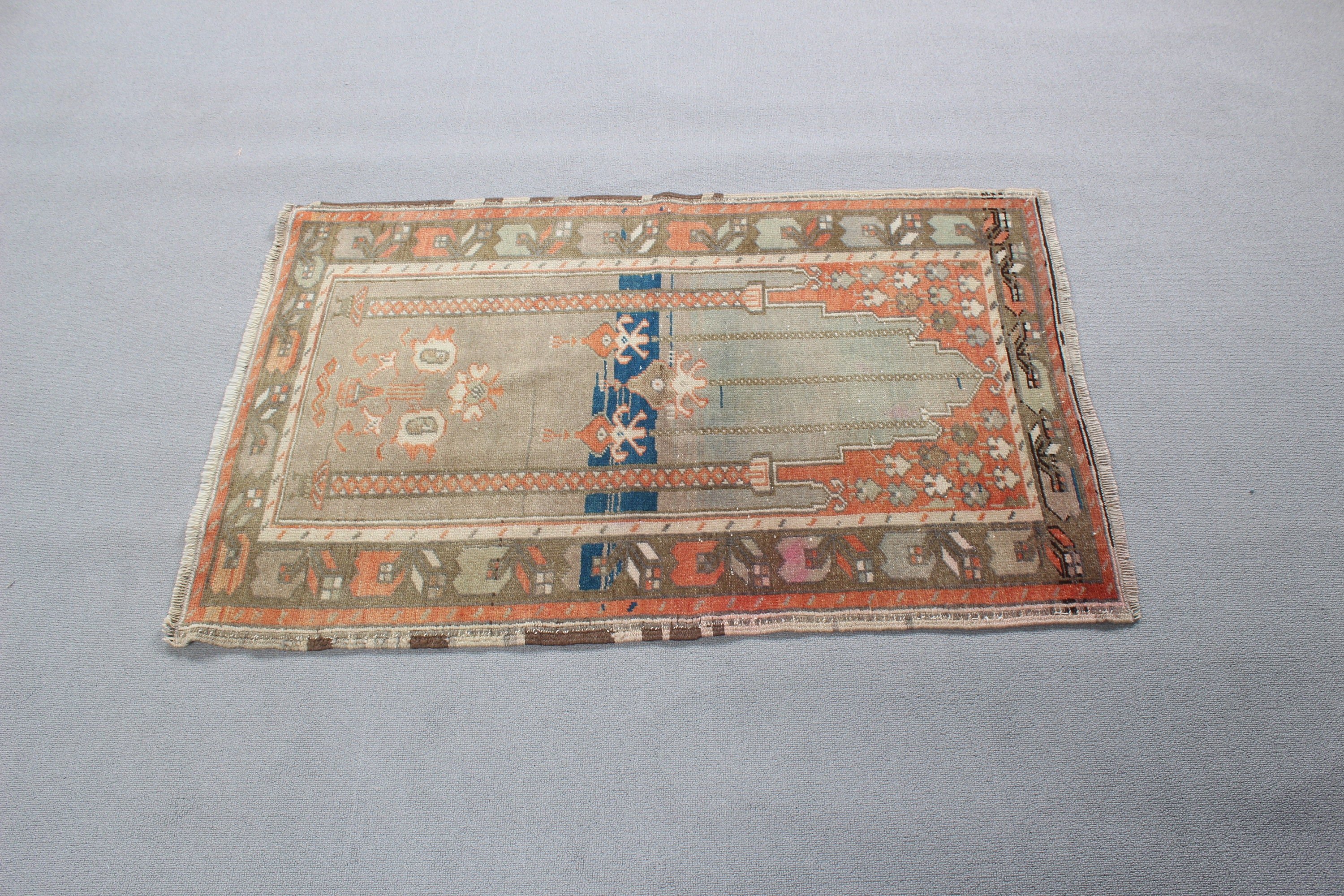 Araba Paspas Halıları, 2.4x3.7 ft Küçük Halı, El Dokuma Halı, Yeşil Fas Halısı, Türk Halısı, Giriş Halısı, Vintage Halılar, Bohem Halılar, Nötr Halılar