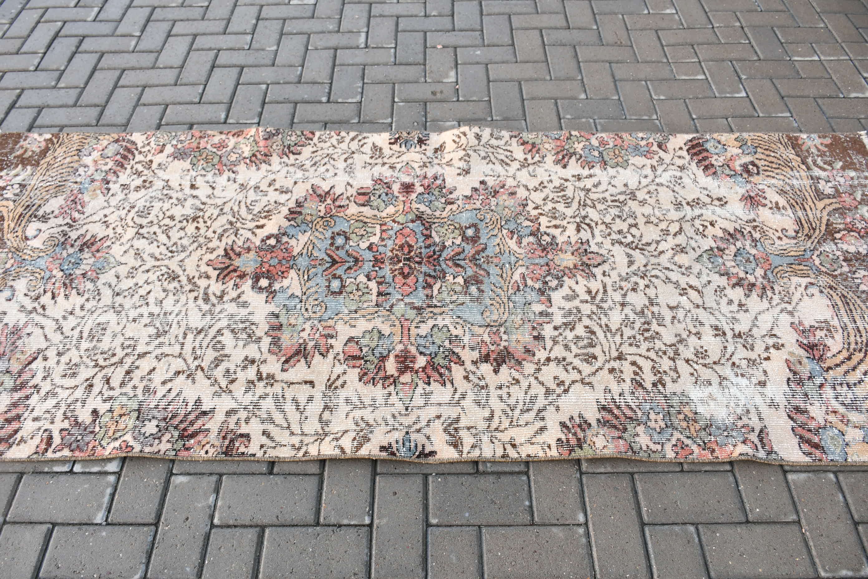 Ev Dekor Halısı, Oturma Odası Halıları, Türk Halısı, Anadolu Halısı, Vintage Halı, Bej Mutfak Halısı, 3.4x8.4 ft Alan Halısı, Oturma Odası Halısı