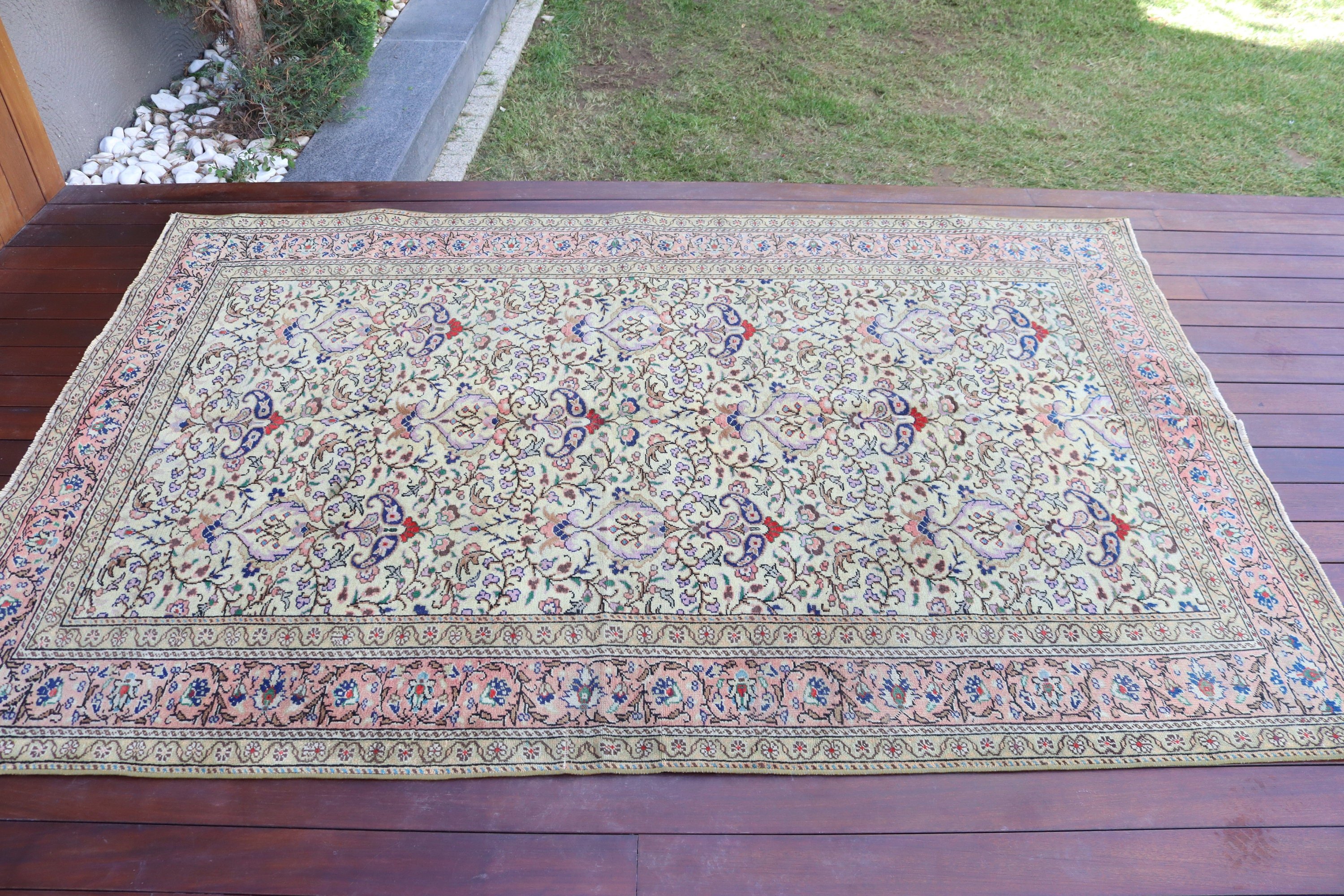 Mutfak Halıları, 4.7x7.2 ft Alan Halıları, Bej Geometrik Halılar, Vintage Halılar, Geometrik Halılar, Yer Halıları, Türk Halıları, Antika Halılar