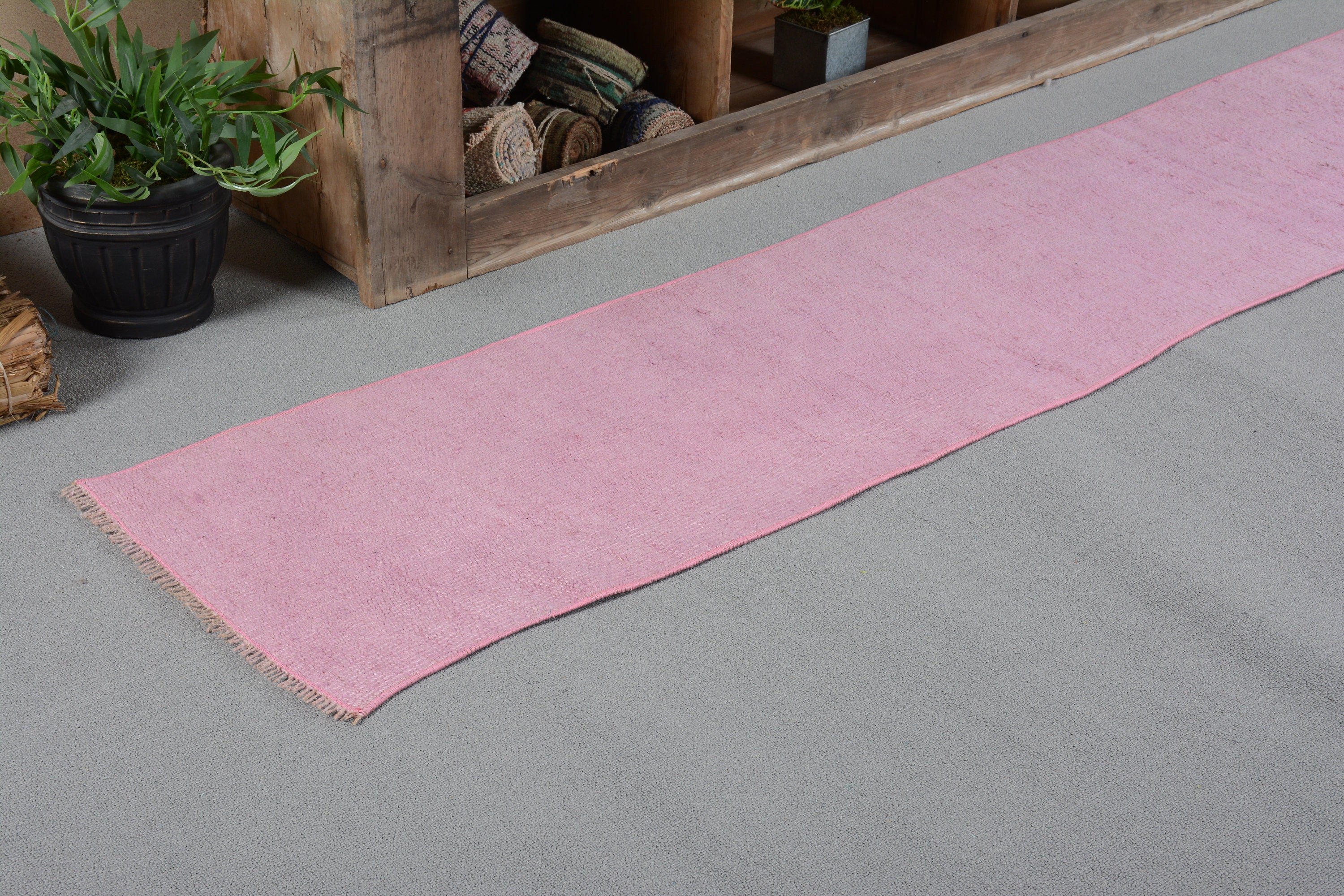 1.6x10.3 ft Runner Rug, Pale Rugs, Turkish Rugs, Wool Rug, Floor Rug, Rugs for Corridor, Corridor Rug, Pink Kitchen Rug, Vintage Rugs