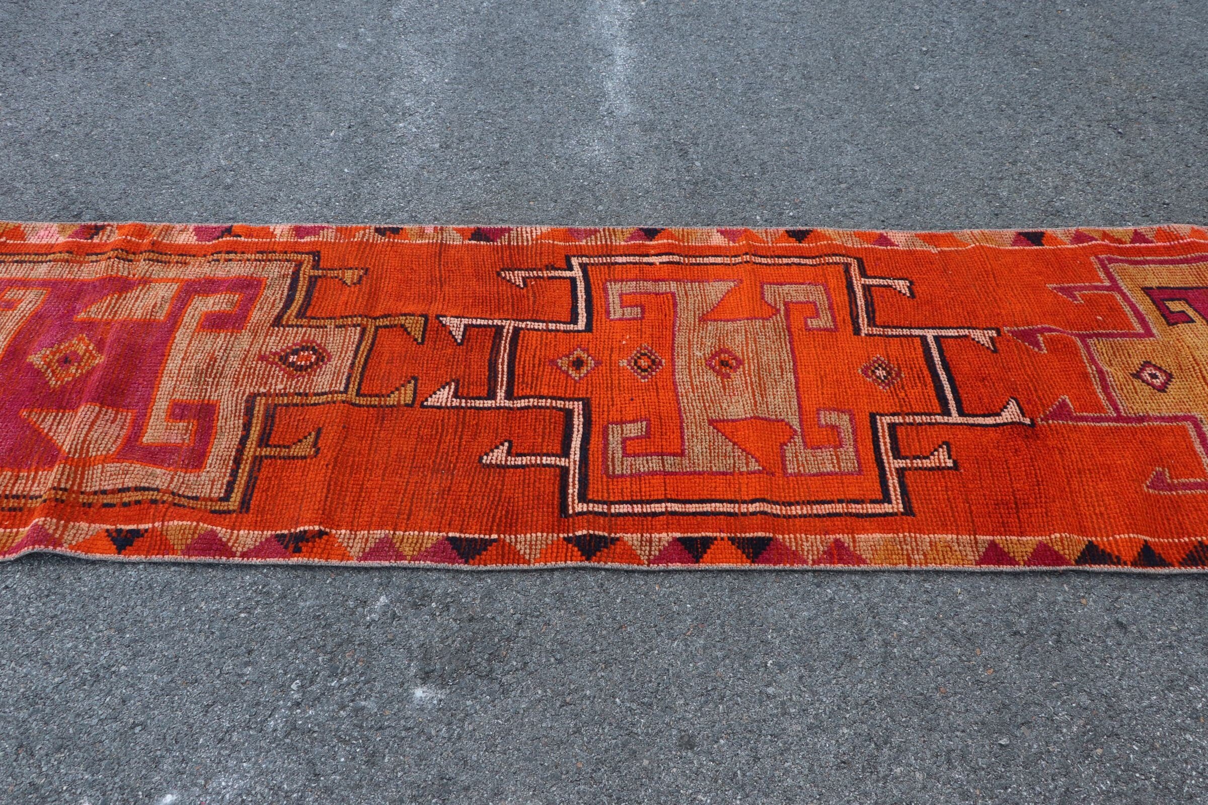 Corridor Rug, Orange Oushak Rug, Floor Rugs, Kitchen Rug, 2.7x11 ft Runner Rug, Anatolian Rug, Turkish Rug, Vintage Rug, Home Decor Rug