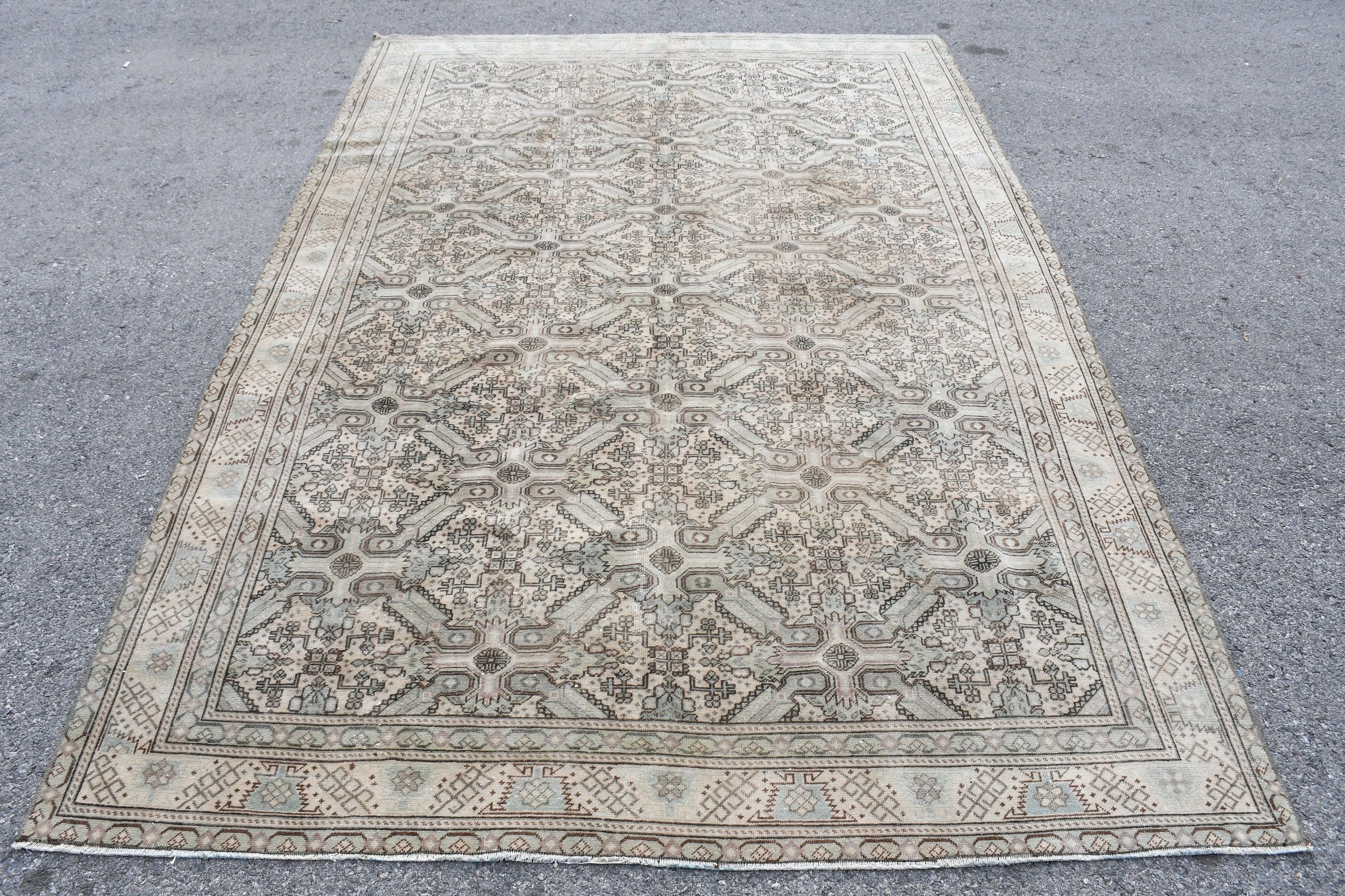 Salon Halıları, Mutfak Halısı, Yemek Odası Halısı, Havalı Halı, Yatak Odası Halıları, Bej 6x9.1 ft Büyük Halı, Vintage Halı, Türk Halıları