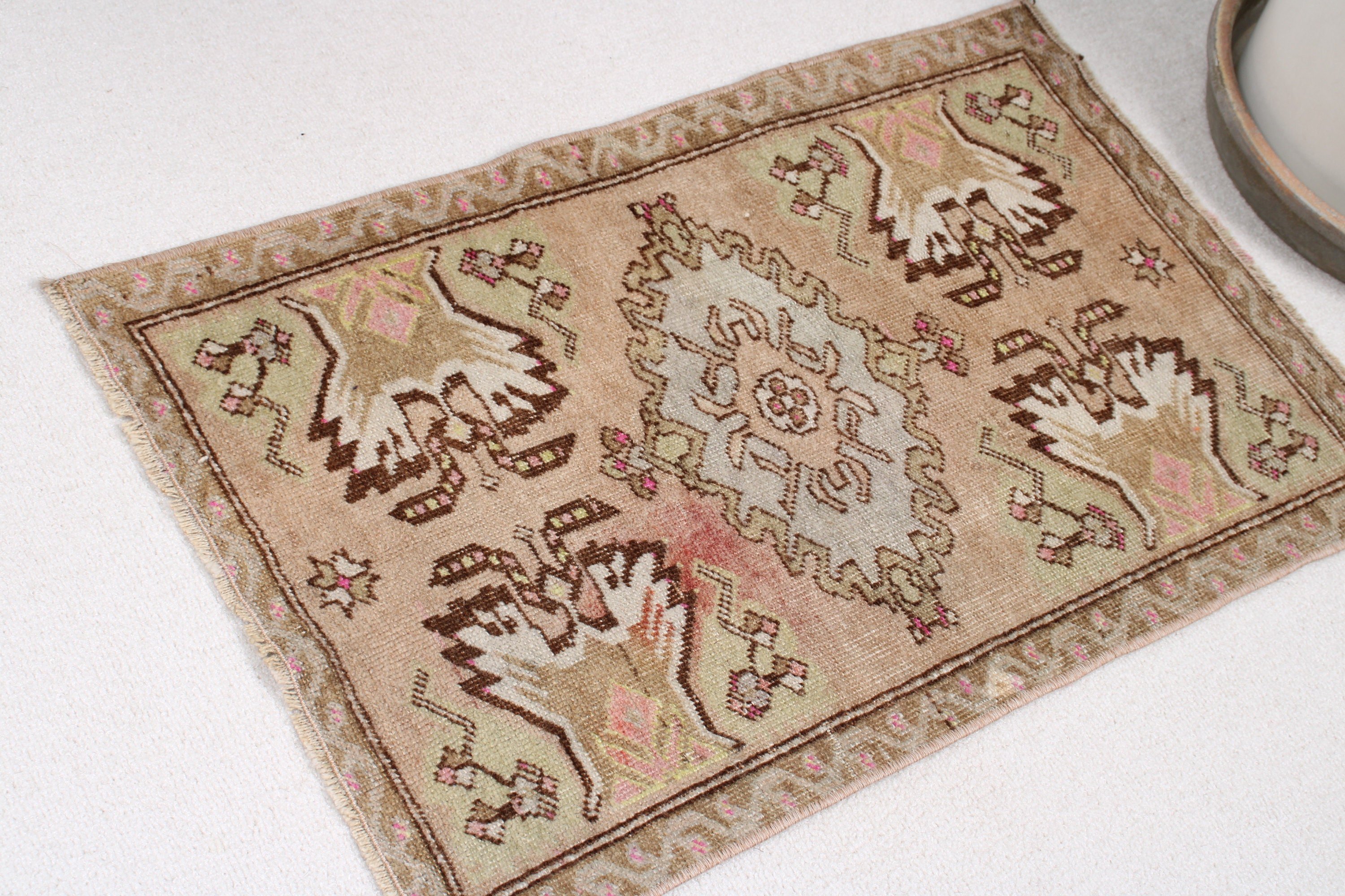 Entry Rugs, Oushak Rug, Vintage Rugs, Bath Mat Cute Rugs, Kitchen Rug, Oriental Rugs, 1.4x2.3 ft Small Rugs, Green Floor Rug, Turkish Rugs