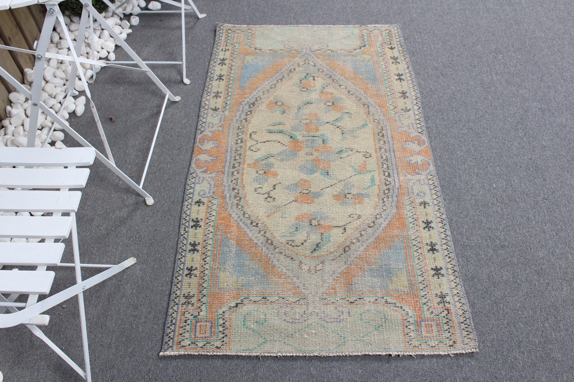 2.6x4.4 ft Small Rug, Antique Rugs, Art Rug, Wool Rug, Car Mat Rug, Turkish Rug, Door Mat Rug, Orange Cool Rug, Rugs for Entry, Vintage Rug