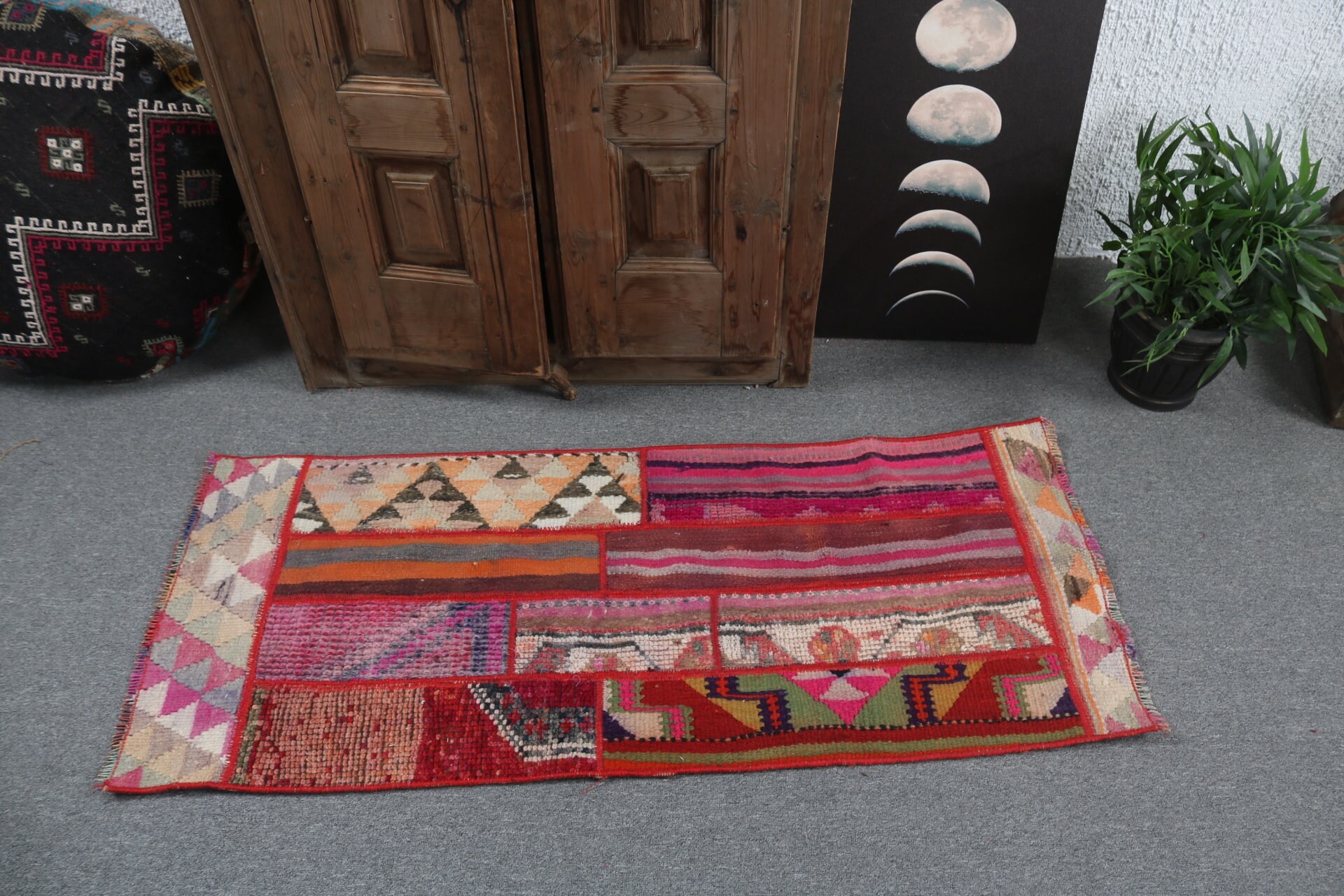 Nursery Rug, Red Modern Rugs, Vintage Rugs, Turkish Rug, Small Vintage Rug, 1.9x4.4 ft Small Rugs, Boho Rug, Oriental Rugs