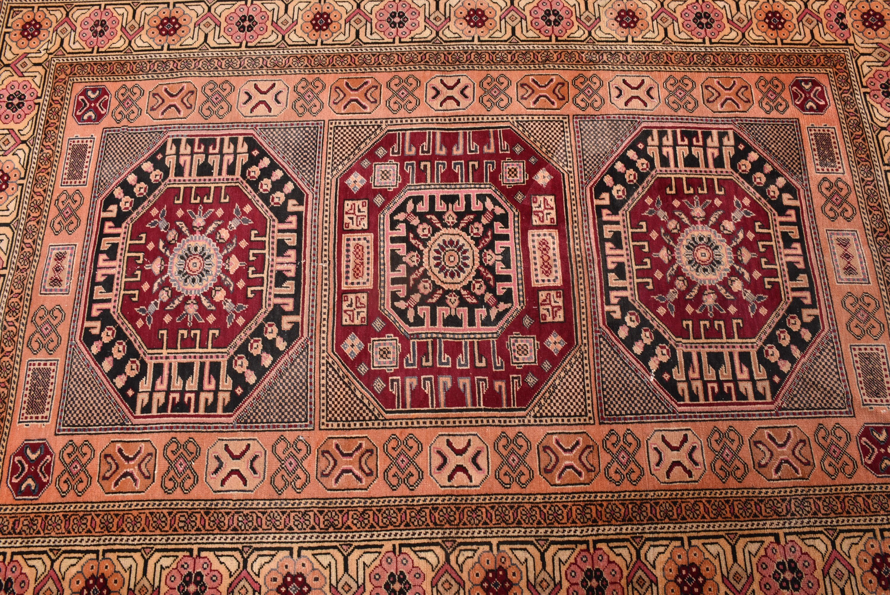 Orange Geometric Rugs, Decorative Rugs, Vintage Rugs, Kitchen Rug, Cool Rug, Turkish Rug, Entry Rug, 3.8x5.6 ft Accent Rugs, Turkey Rug