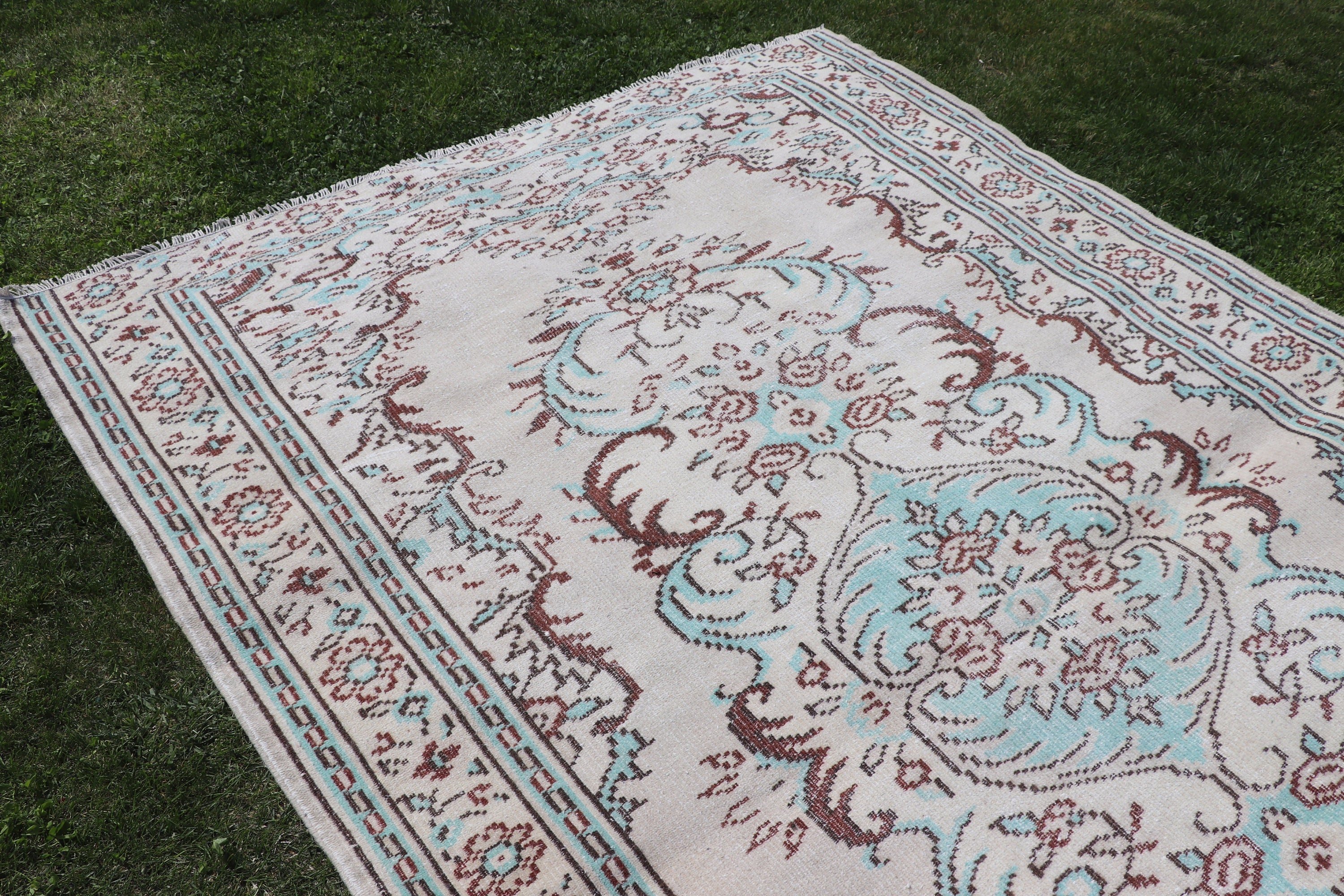 Yün Halı, Vintage Halı, Fas Halıları, Sanatsal Halılar, Yatak Odası Halısı, 5.6x8.7 ft Büyük Halılar, Büyük Vintage Halı, Türk Halıları, Bej Antika Halı