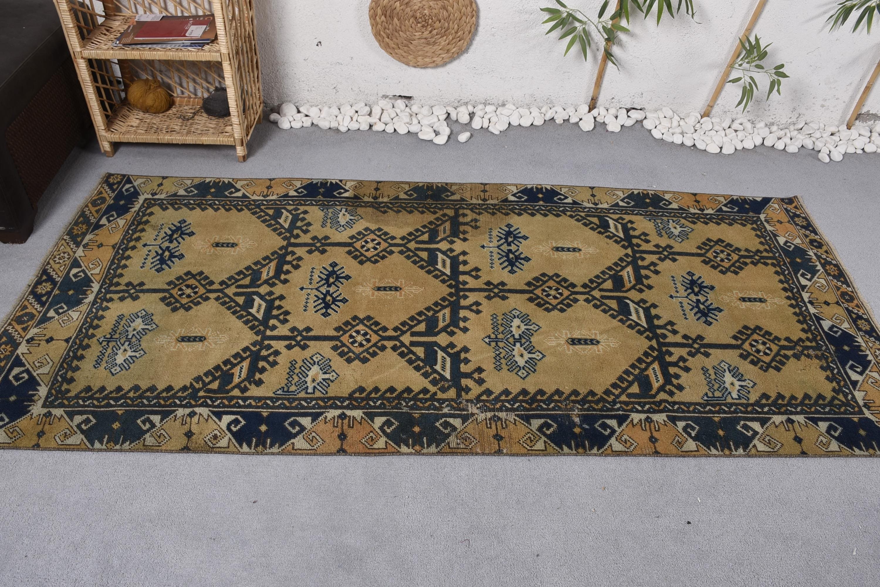 Boho Halı, Kahverengi Boho Halılar, Türk Halısı, Yemek Odası Halıları, 3,6x7,5 ft Alan Halıları, Oushak Alan Halıları, Yatak Odası Halısı, Yer Halıları, Vintage Halı