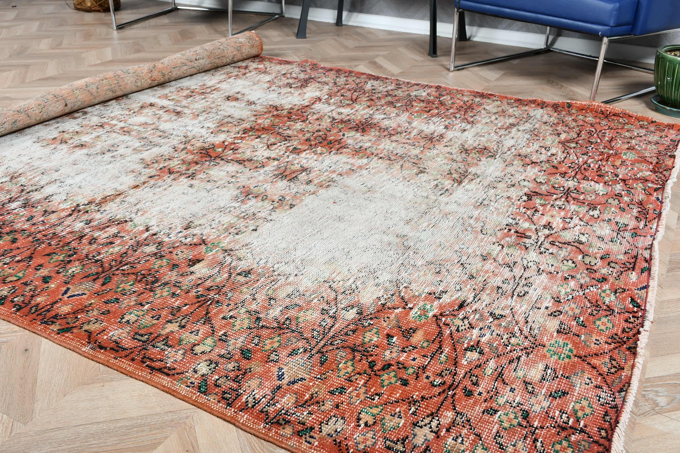 Oriental Rug, Office Rugs, Vintage Rugs, Floor Rugs, Red Kitchen Rug, 6.2x9.4 ft Large Rug, Dining Room Rug, Turkish Rugs, Salon Rug