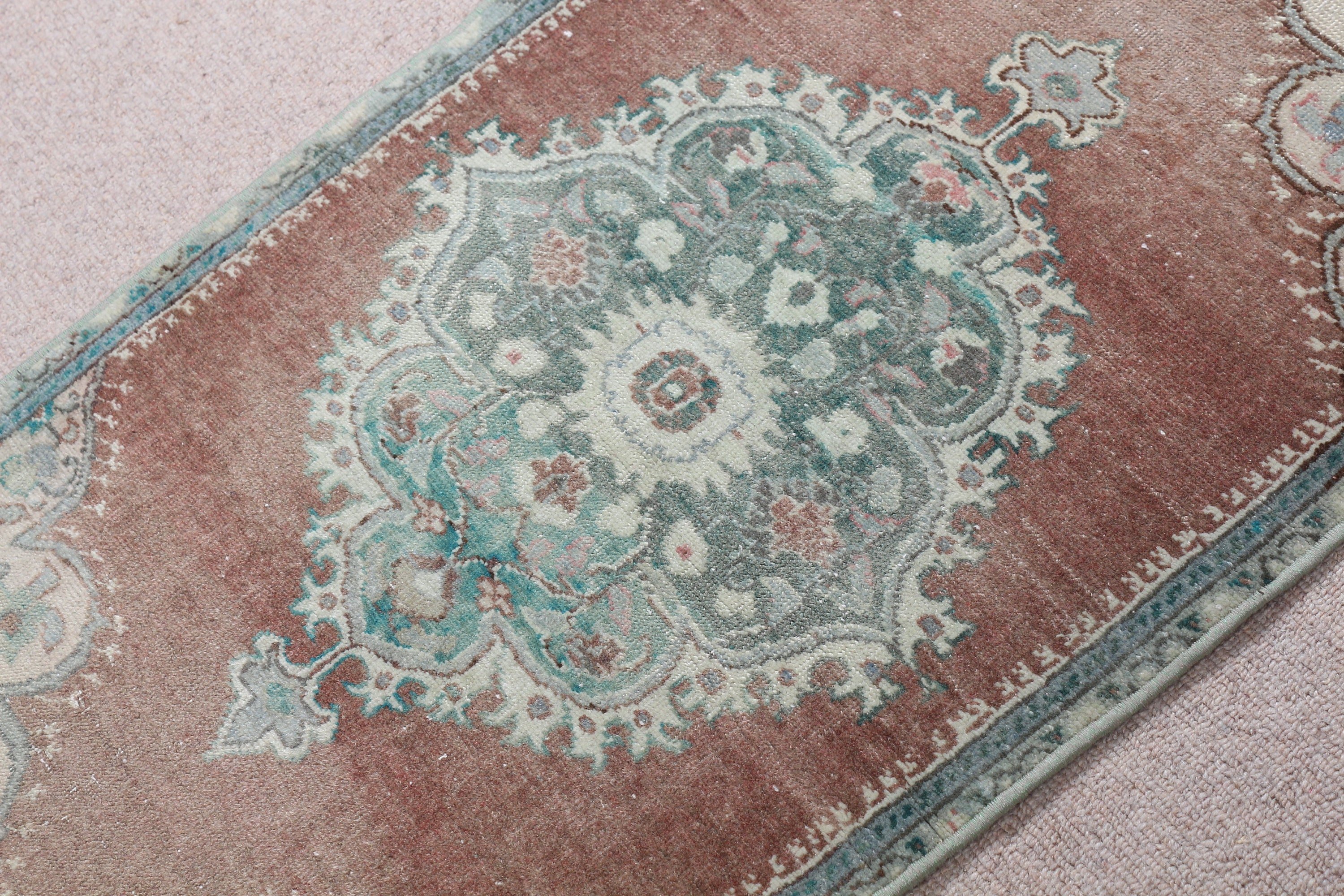 Sessiz Halı, Vintage Halı, Mutfak Halısı, Ev Dekorasyonu Halısı, Duvara Asılı Halı, Yeşil Oushak Halıları, Türk Halıları, 1.9x3.2 ft Küçük Halılar, Yatak Odası Halısı