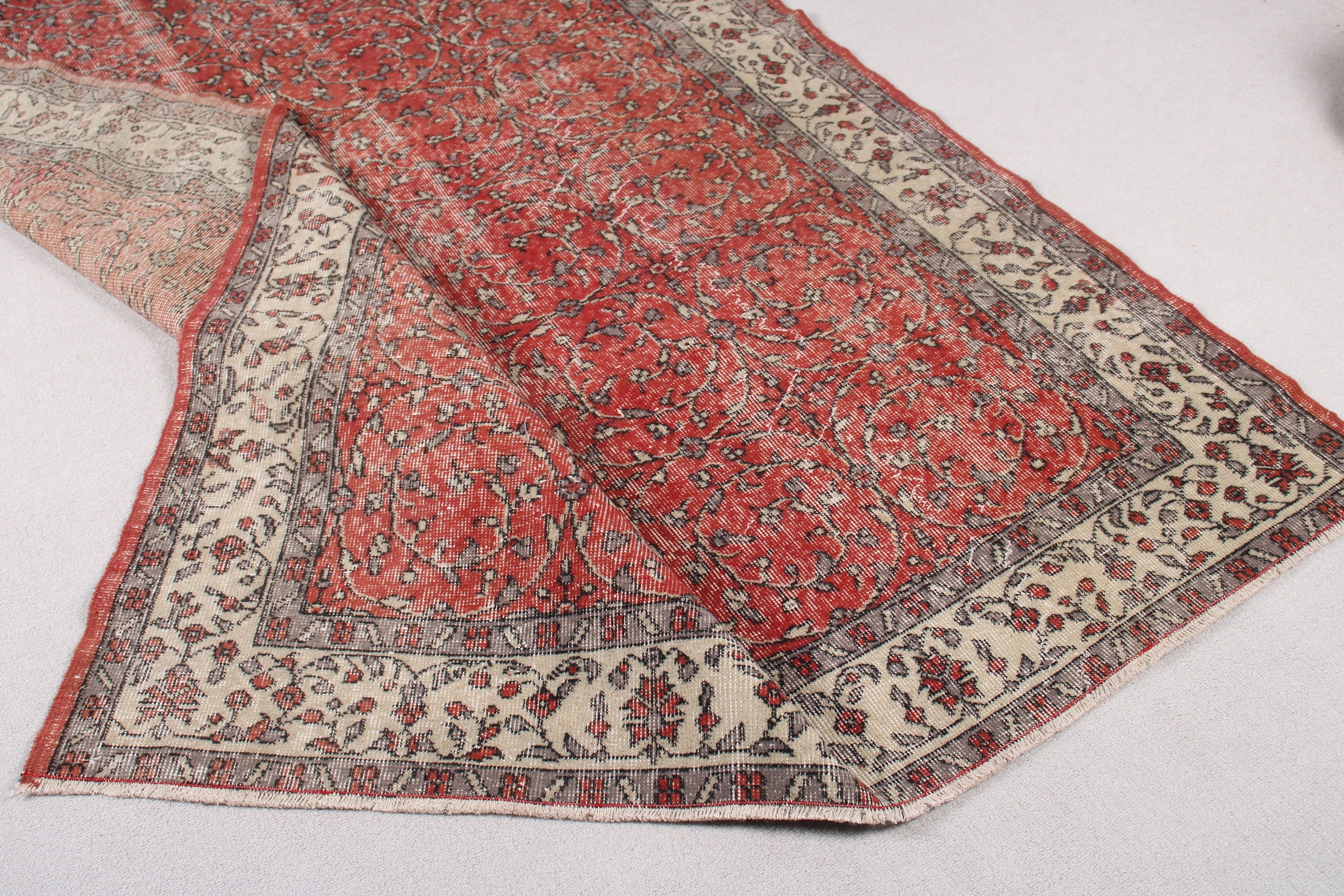 Kırmızı Mutfak Halısı, Antika Halı, 5.4x8.9 ft Büyük Halılar, Oturma Odası Halısı, Vintage Halılar, Türk Halıları, Büyük Vintage Halı, El Dokuma Halı