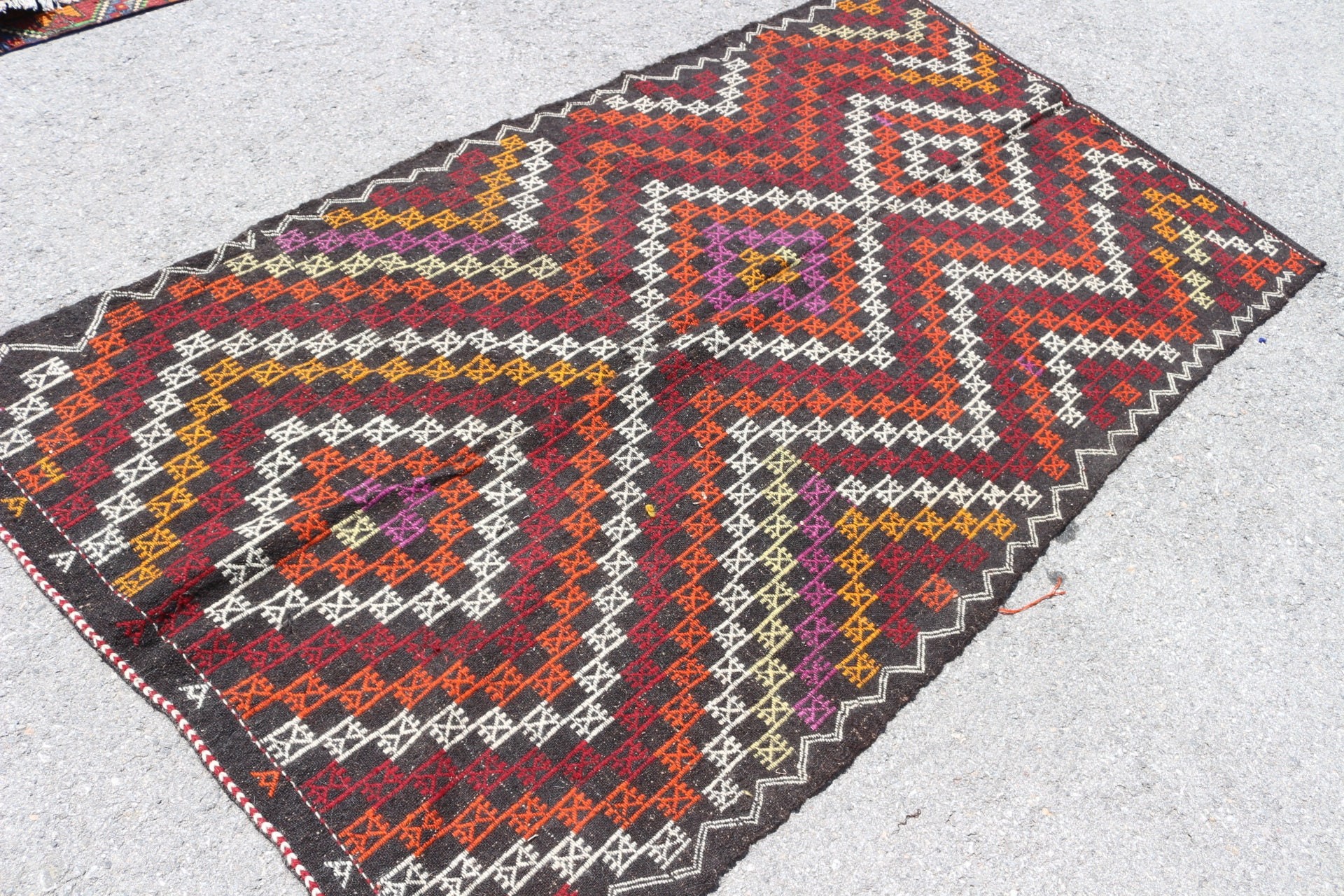 Vintage Halı, Soluk Halı, Oushak Halı, Kilim, Yemek Odası Halısı, Türk Halıları, Havalı Halı, Kahverengi Oryantal Halı, 4,3x7,7 ft Alan Halısı, Zemin Halıları