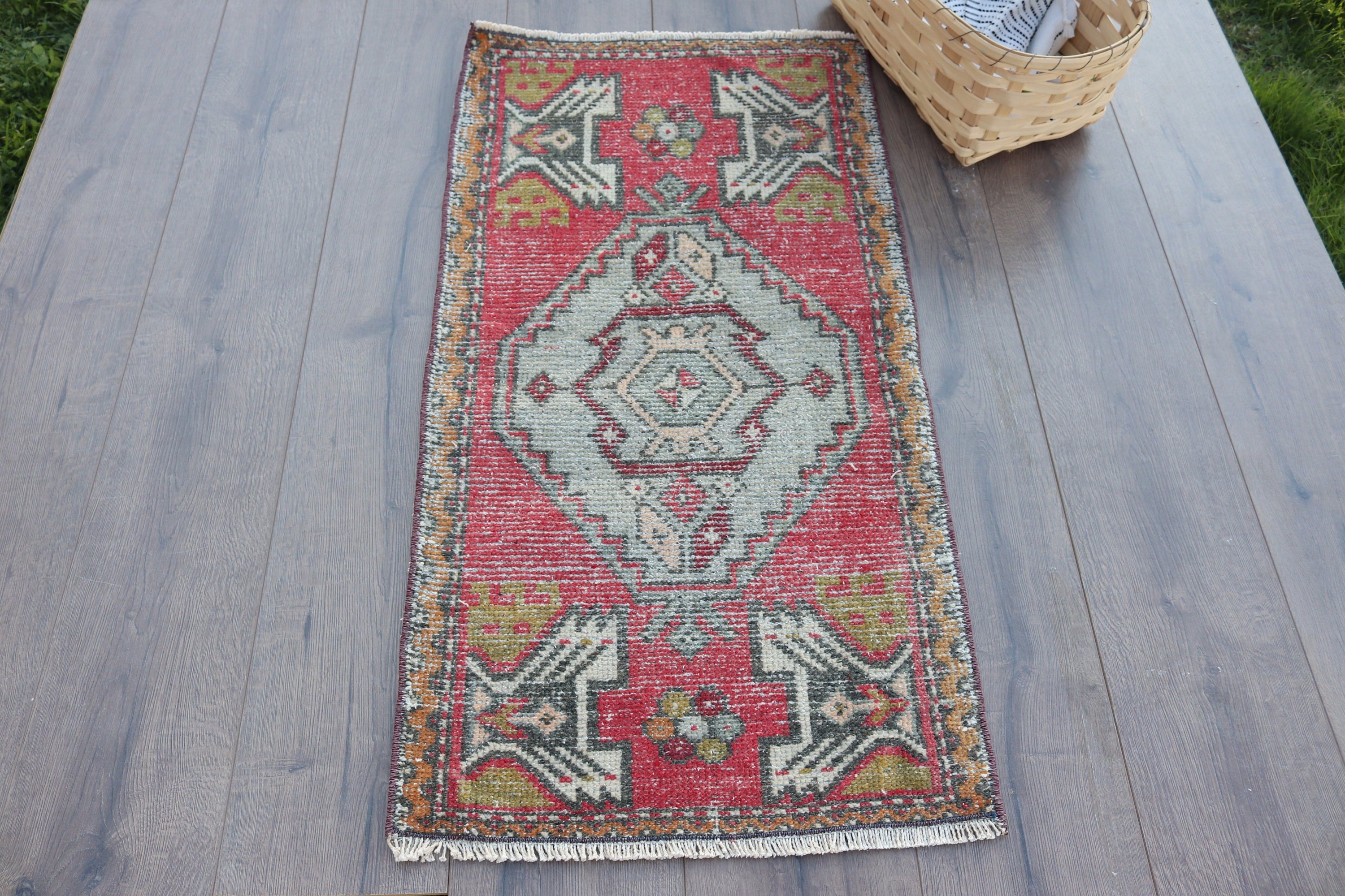 Turkish Rugs, Moroccan Rug, Cool Rug, Door Mat Rugs, Bath Rugs, Red Bedroom Rugs, 1.6x3.2 ft Small Rugs, Vintage Rugs, Rugs for Nursery