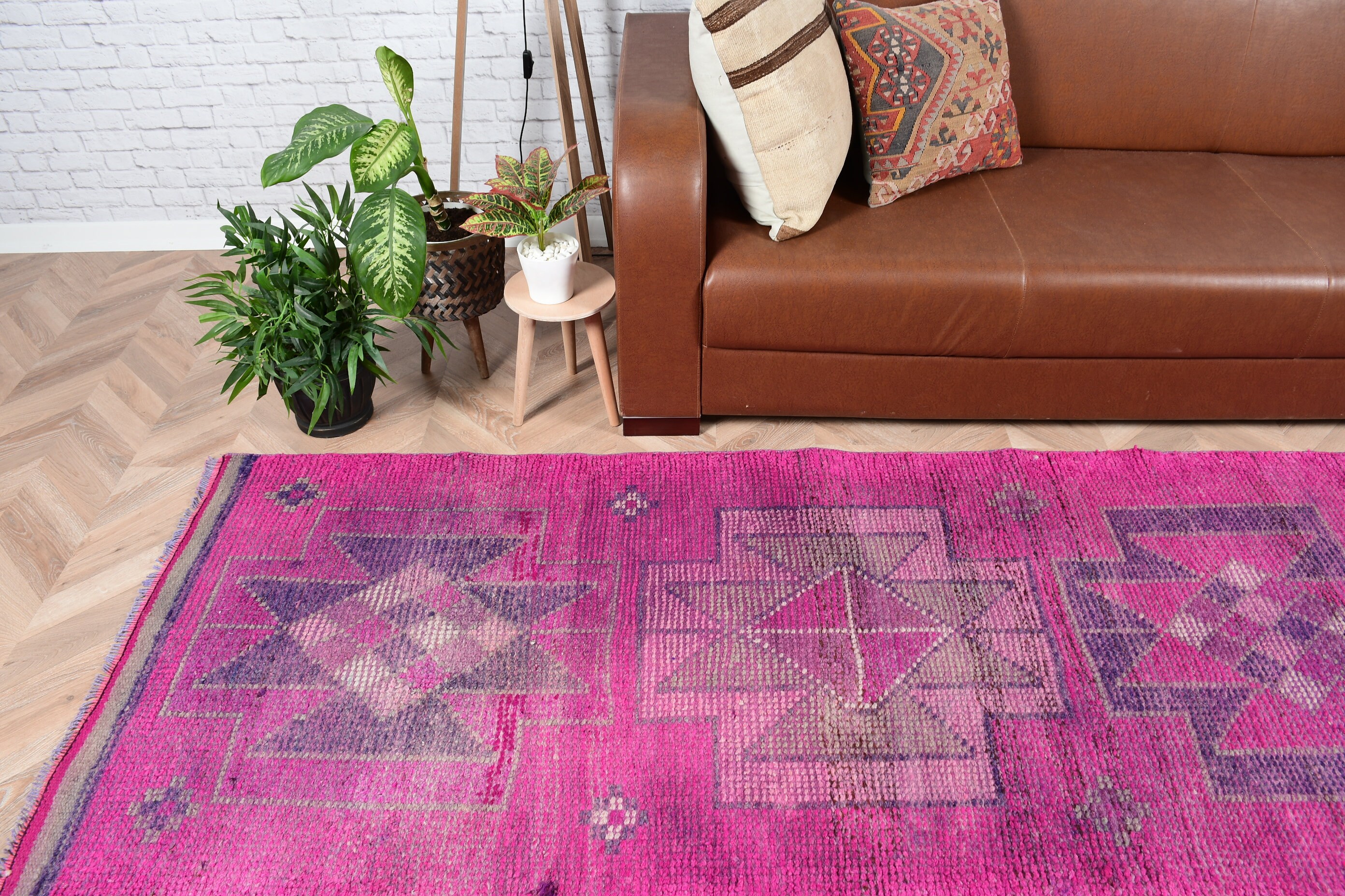 Pink Floor Rug, 3.1x11.1 ft Runner Rugs, Kitchen Rug, Moroccan Rug, Rugs for Stair, Turkish Rugs, Floral Runner Rug Rugs, Vintage Rug