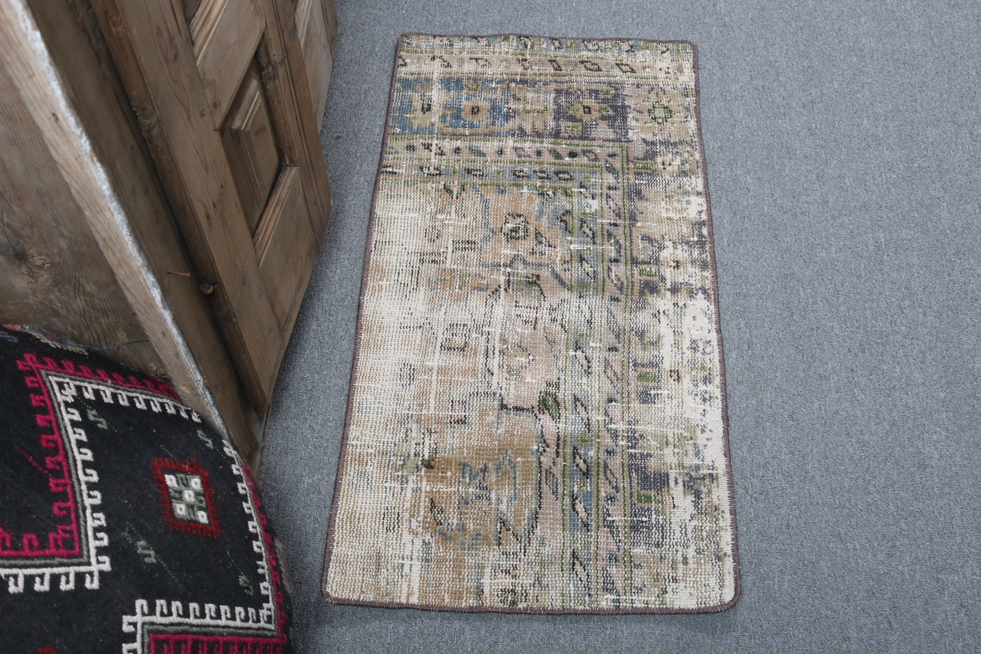 Oushak Rug, Modern Rugs, Vintage Rugs, Bath Rugs, 1.6x3.3 ft Small Rug, Vintage Decor Rug, Entry Rug, Brown Statement Rug, Turkish Rugs