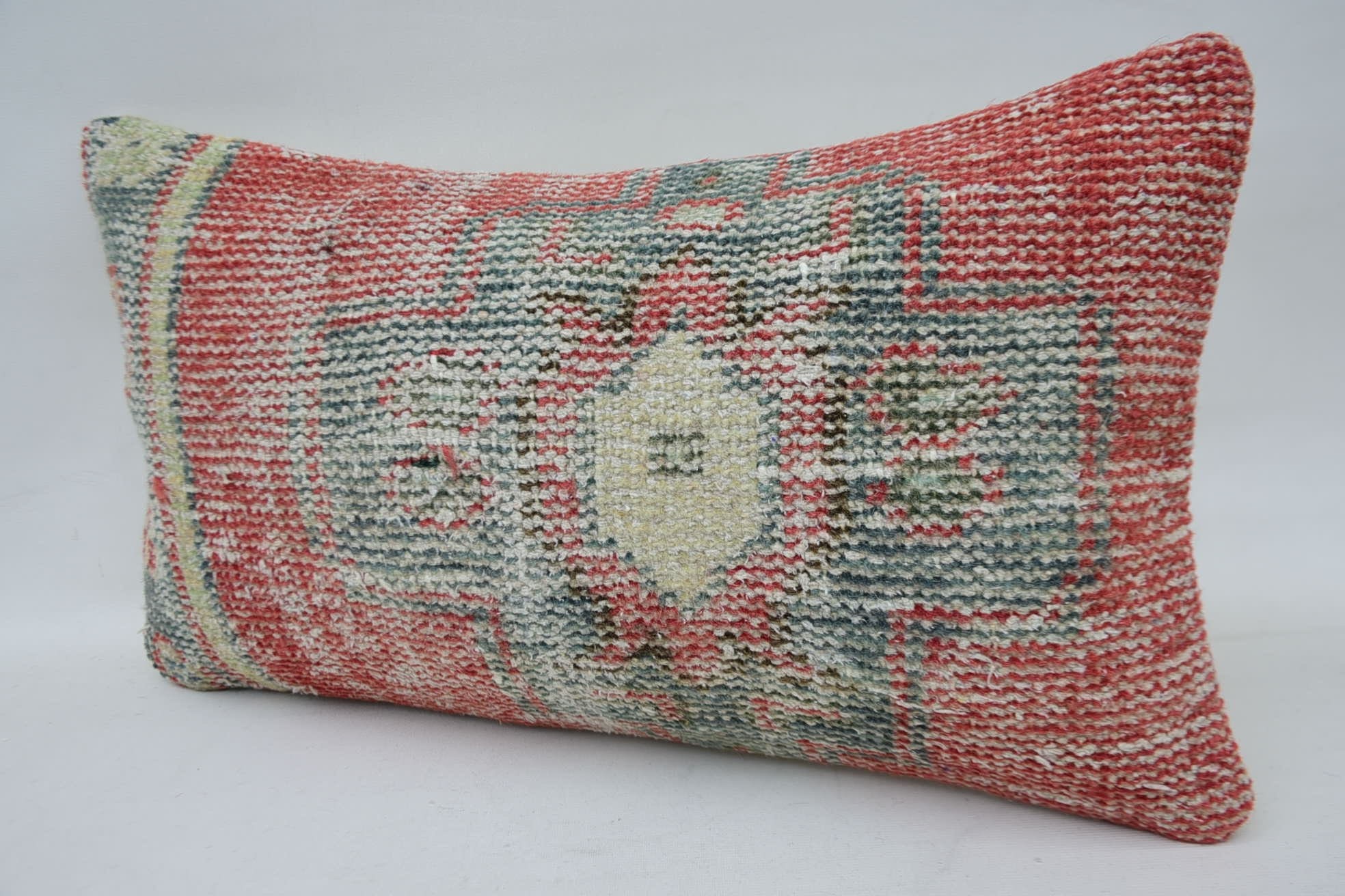 Decorative Cushion, Vintage Kilim Pillow, Turkish Kilim Pillow, Kilim Pillow, Decorative Pillow Case, 12"x20" Red Pillow, Colorful Cushion