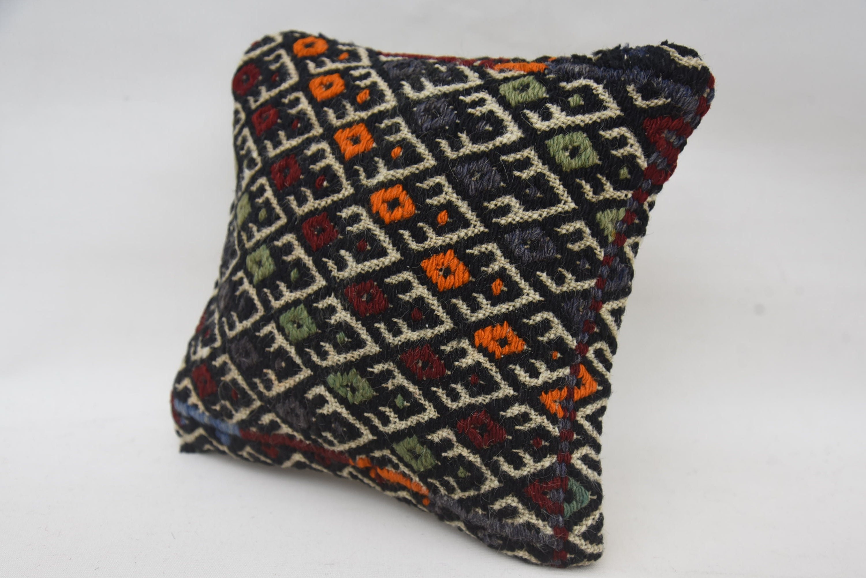 One Of A Kind Pillow Case, 12"x12" Red Cushion, Interior Designer Pillow, Pillow for Couch, Handmade Kilim Cushion