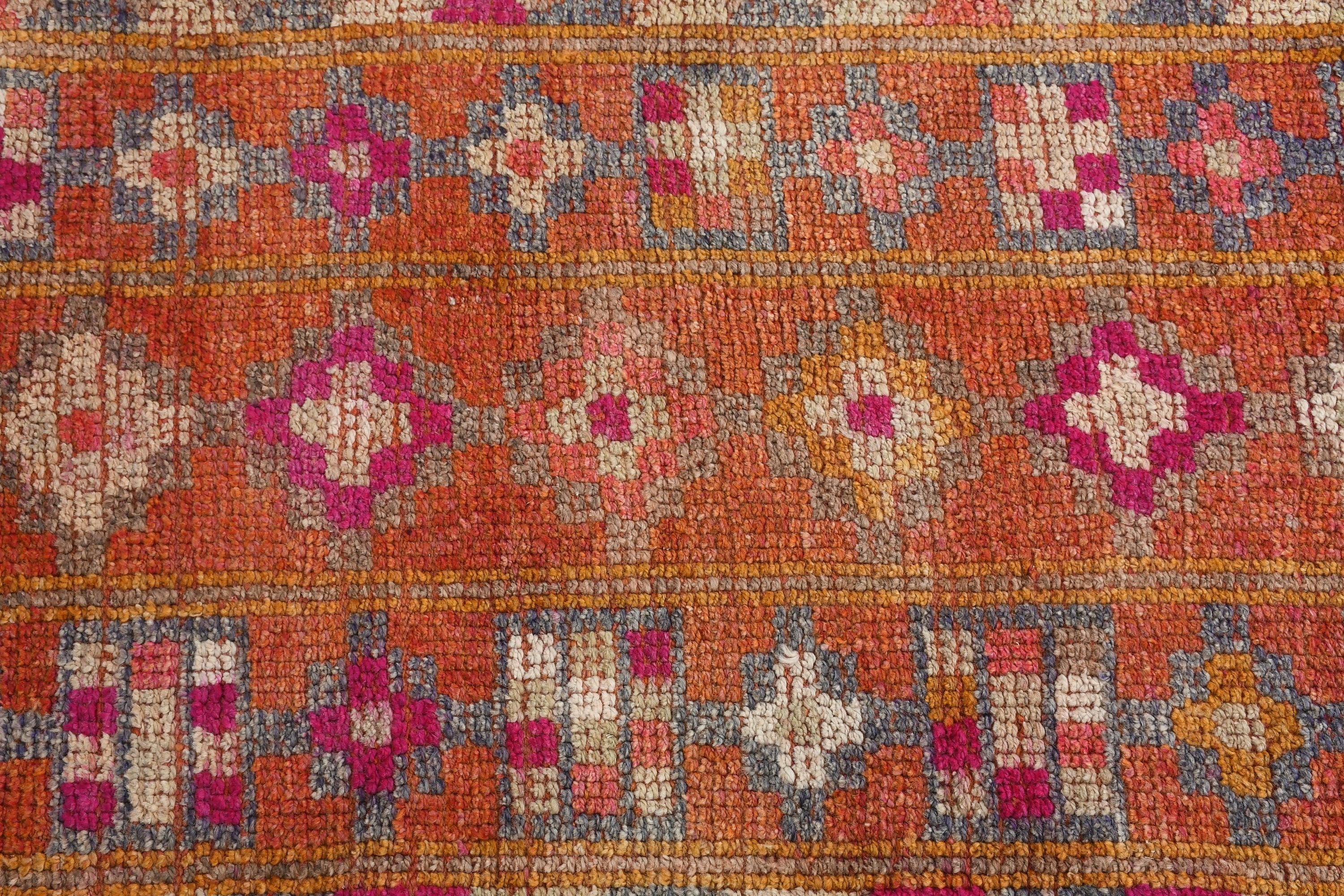Oriental Rug, Vintage Rugs, Kitchen Rugs, Rugs for Stair, Anatolian Rug, Hallway Rug, Red Bedroom Rug, 2.5x10.8 ft Runner Rug, Turkish Rug