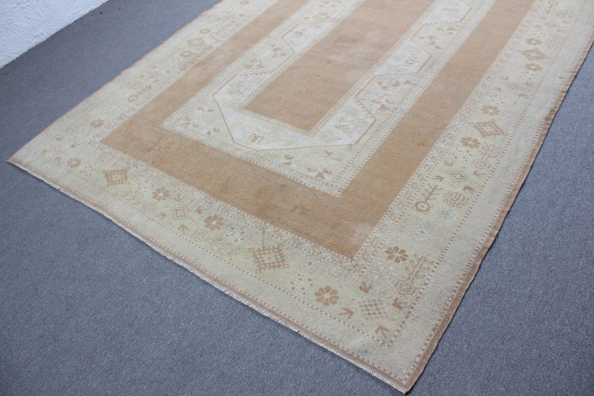 Floor Rug, Dining Room Rugs, Rugs for Dining Room, Beige Bedroom Rug, 6.6x9 ft Large Rug, Oushak Rugs, Vintage Rug, Turkish Rug, Turkey Rug